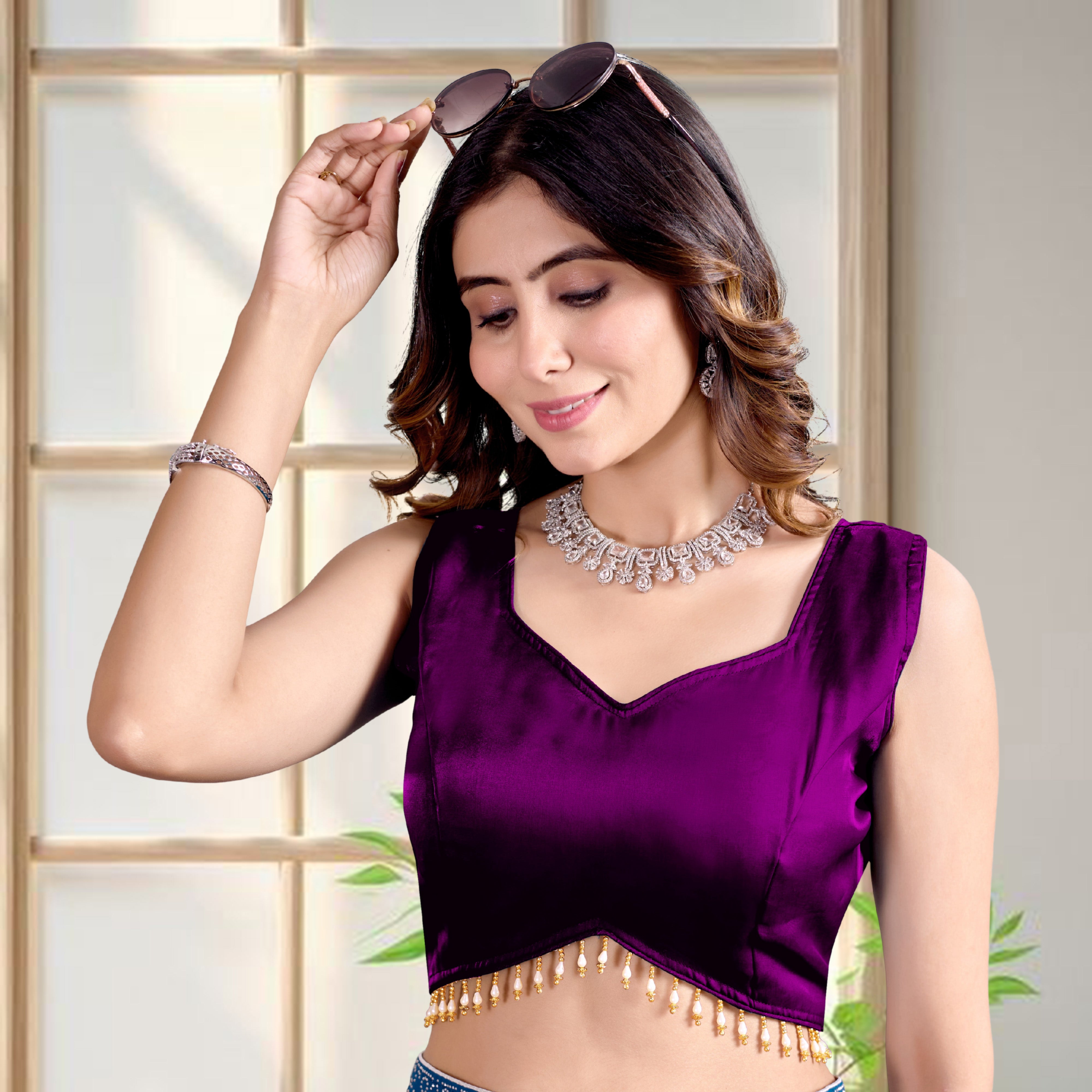 Latest Wedding Wear Sleeveless Blouse, Imported Zimmi Choo Blouse, Fancy Lace With Designer Pattern Blouse, Stylist Blouse For Women, Heavy Designer Blouse,