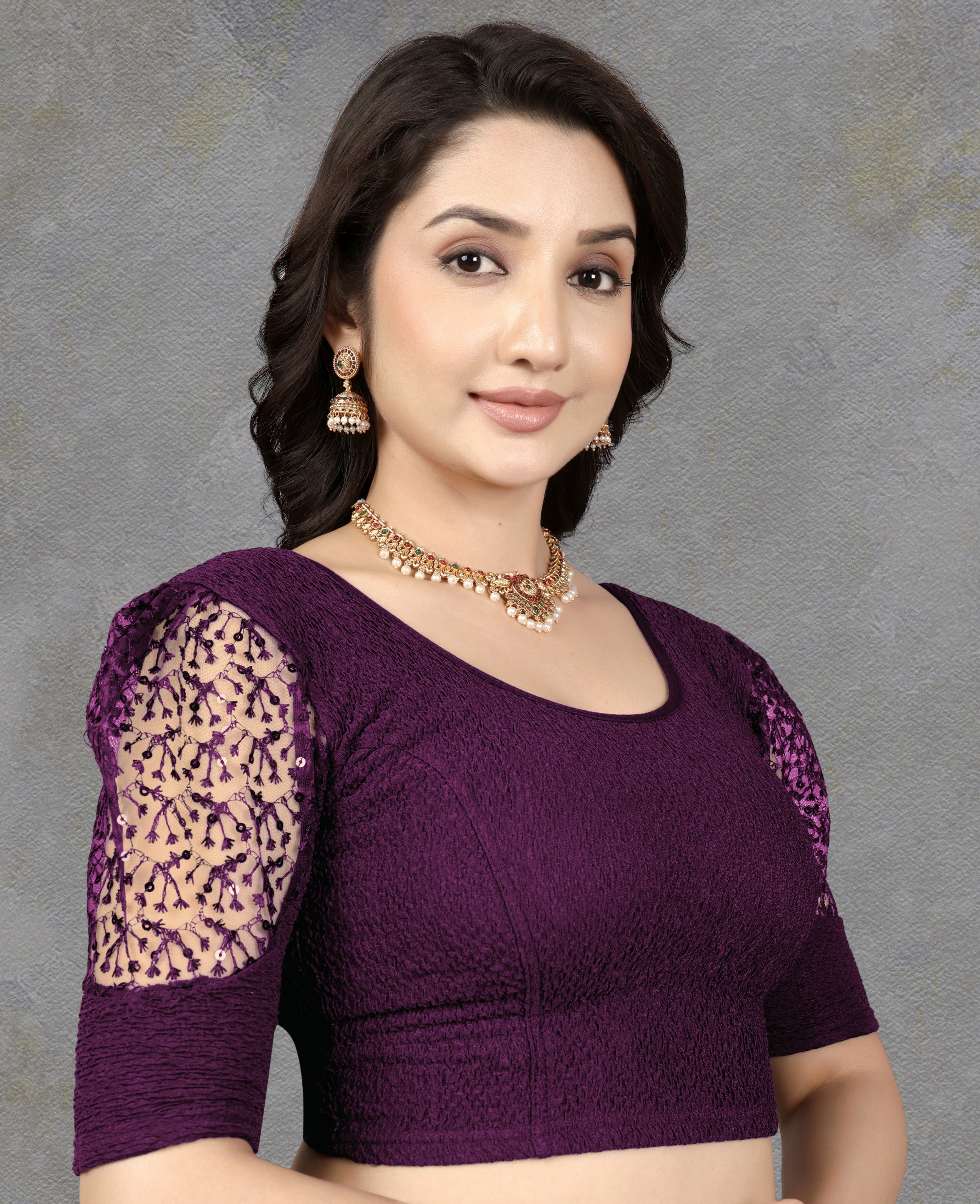 Solid Stretchable Lycra Daily wear cotton blouse, Stretchable blouse for women stylist sleeve with embroidery work, Fancy Pattern Blouse For Women, New Designer Blouse with fancy sleeve