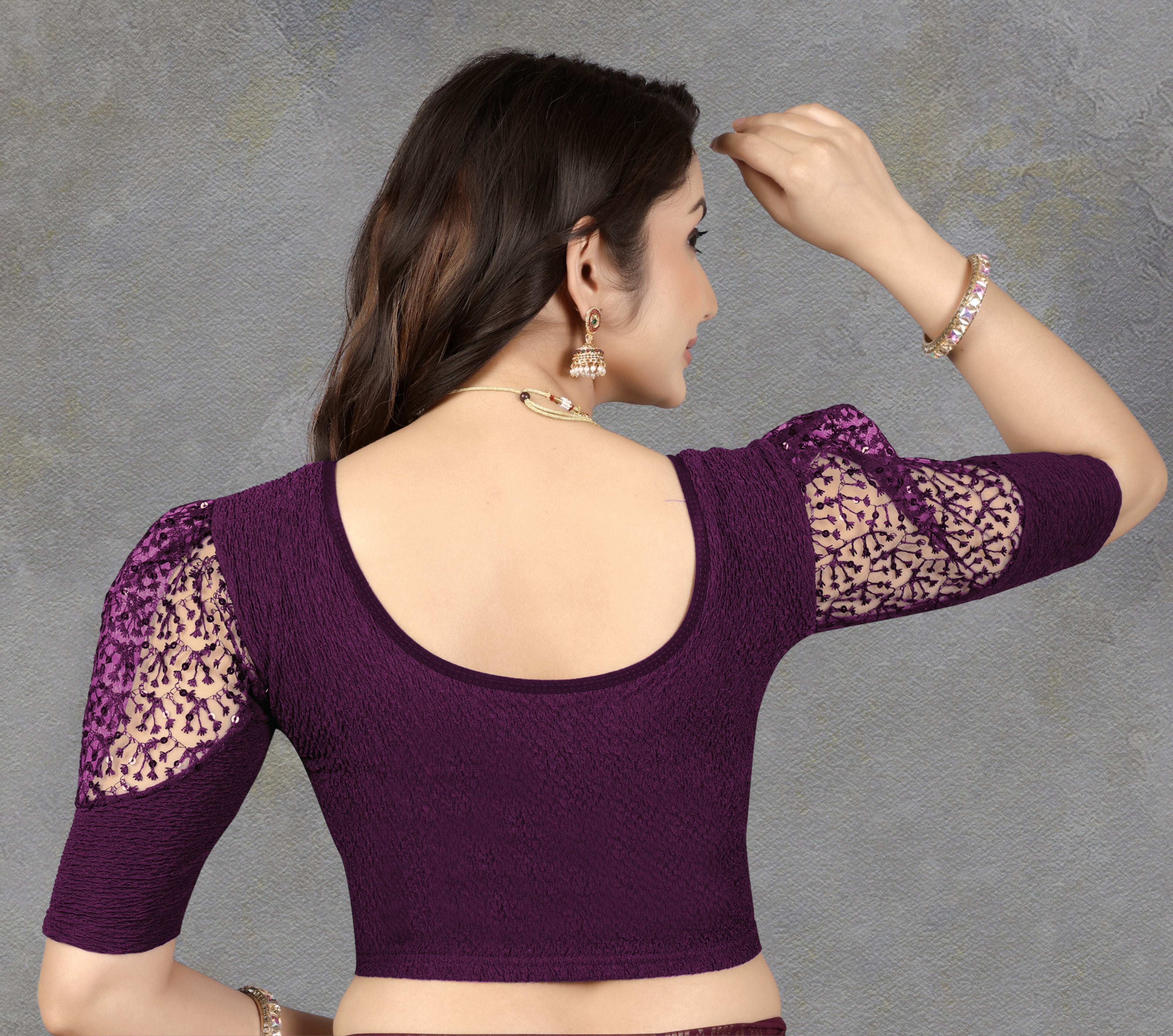 Solid Stretchable Lycra Daily wear cotton blouse, Stretchable blouse for women stylist sleeve with embroidery work, Fancy Pattern Blouse For Women, New Designer Blouse with fancy sleeve