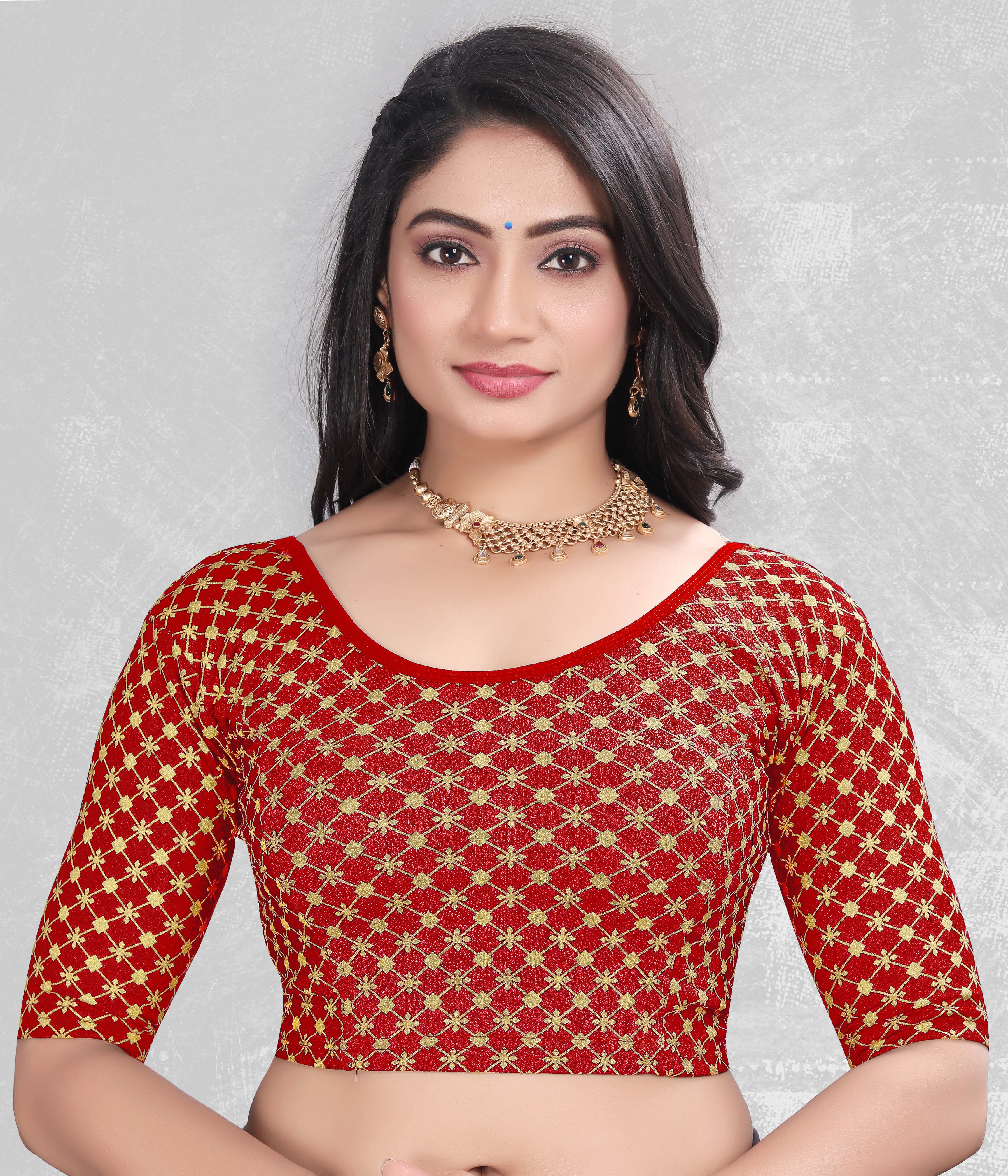 Casual Round Neck Short Sleeves Solid Lycra Blouse for Women, Fancy and Trendy blouse for girls and women