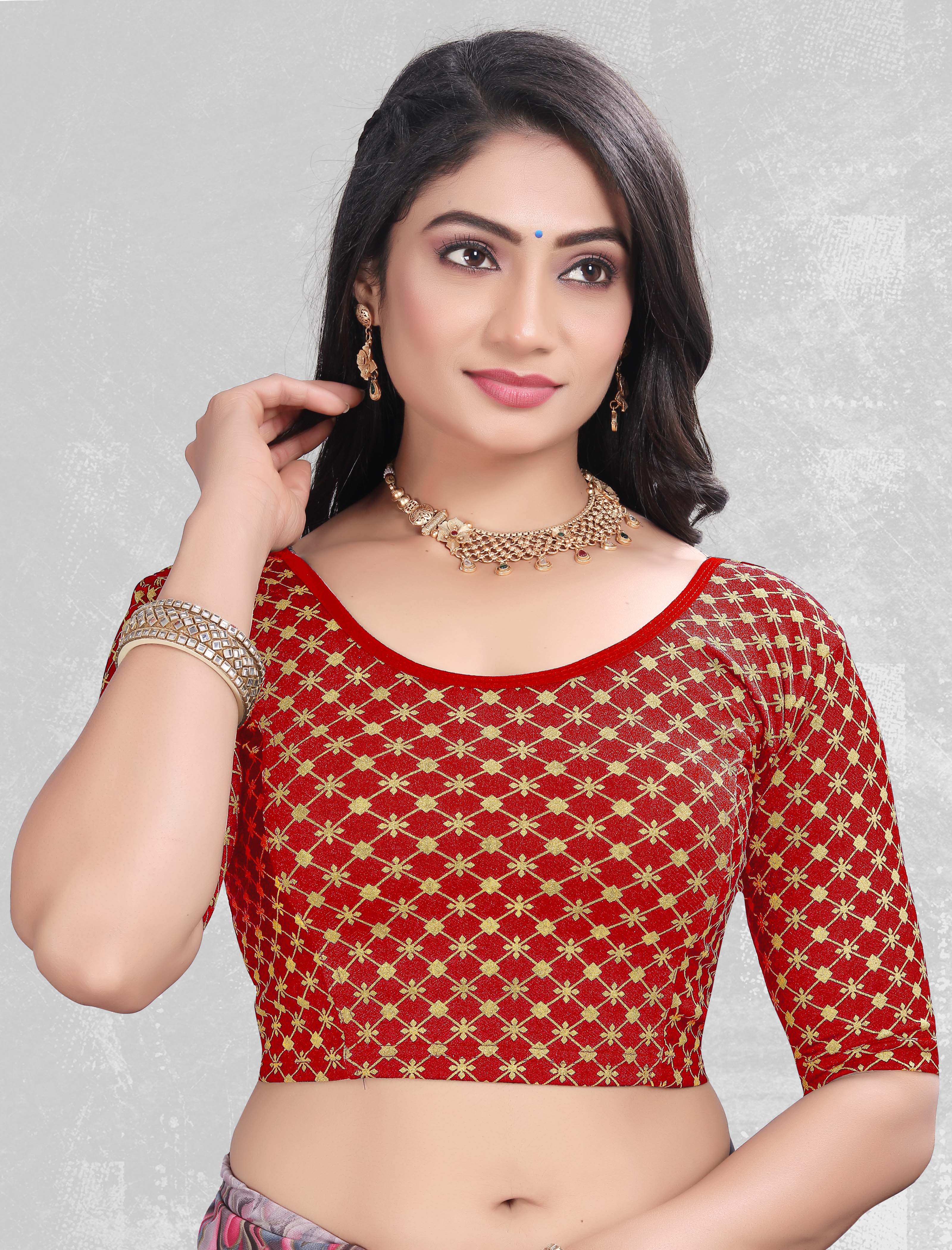 Casual Round Neck Short Sleeves Solid Lycra Blouse for Women, Fancy and Trendy blouse for girls and women