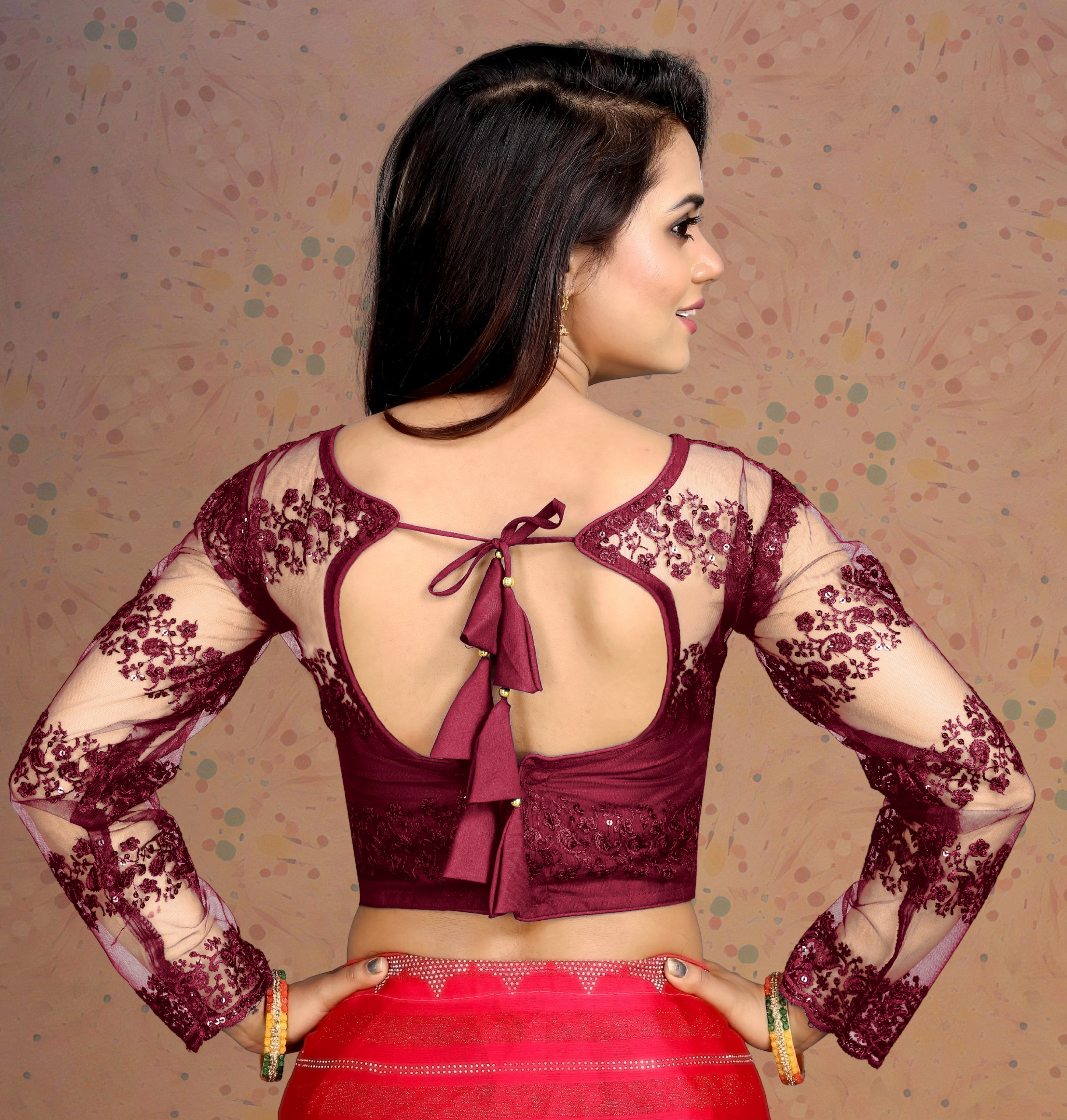 Latest Net Blouse with Stylist and Embroidery Work, Fancy Full Sleeves, Stylist Pattern Blouse, New Designing Blouse For Women