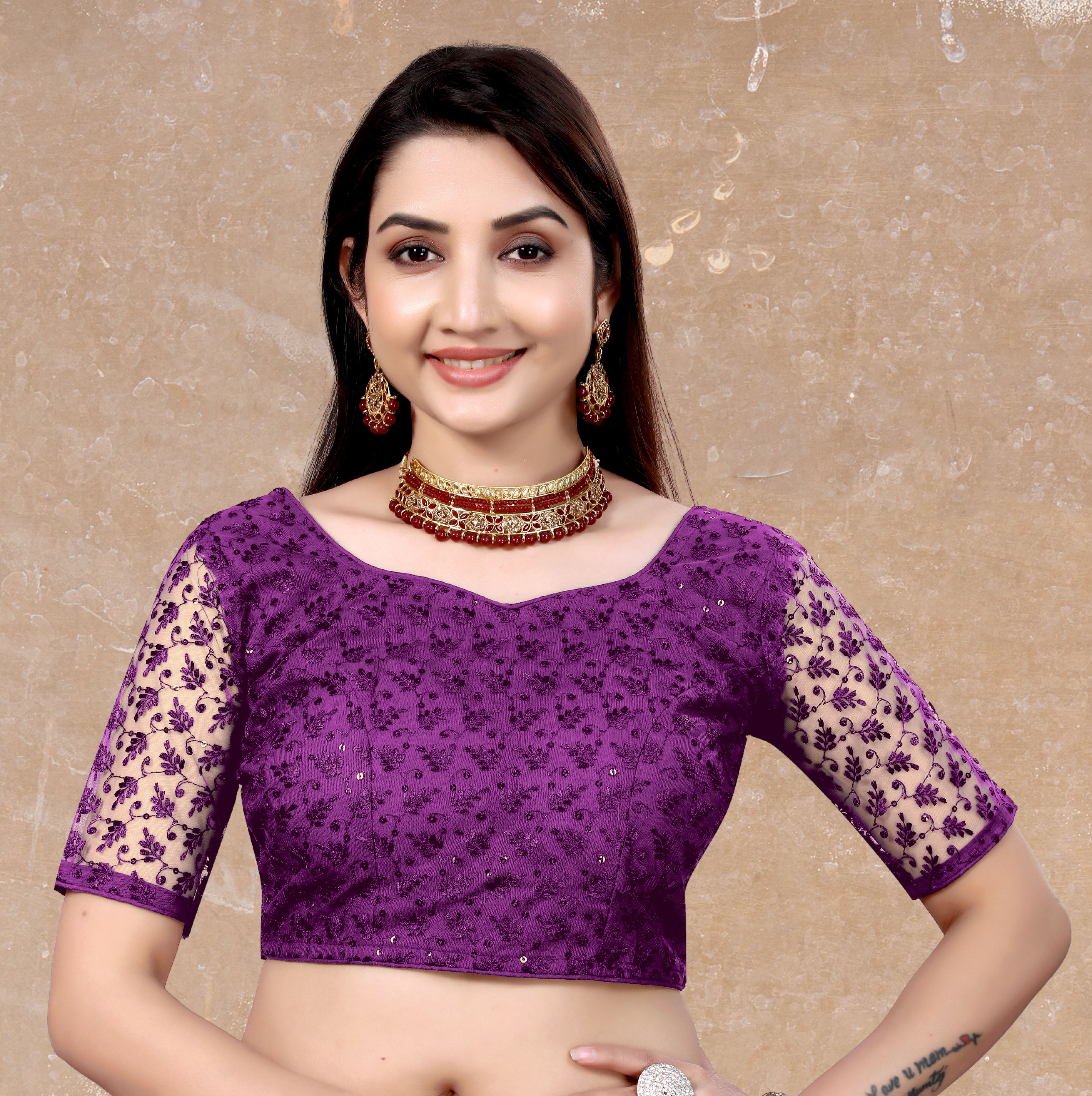 Readymade Net Sequenc Blouse, Stylist Blouse, traditional wear