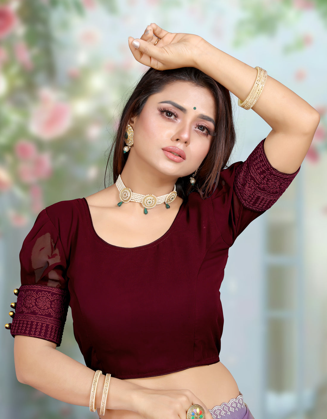Stylish Women Designer Blouse Georgette Fabric Ready to Wear Half Sleeve Party Wear Saree Blouse Fancy Ethnic Wedding Festive Modern Fashionable Outfit for Women