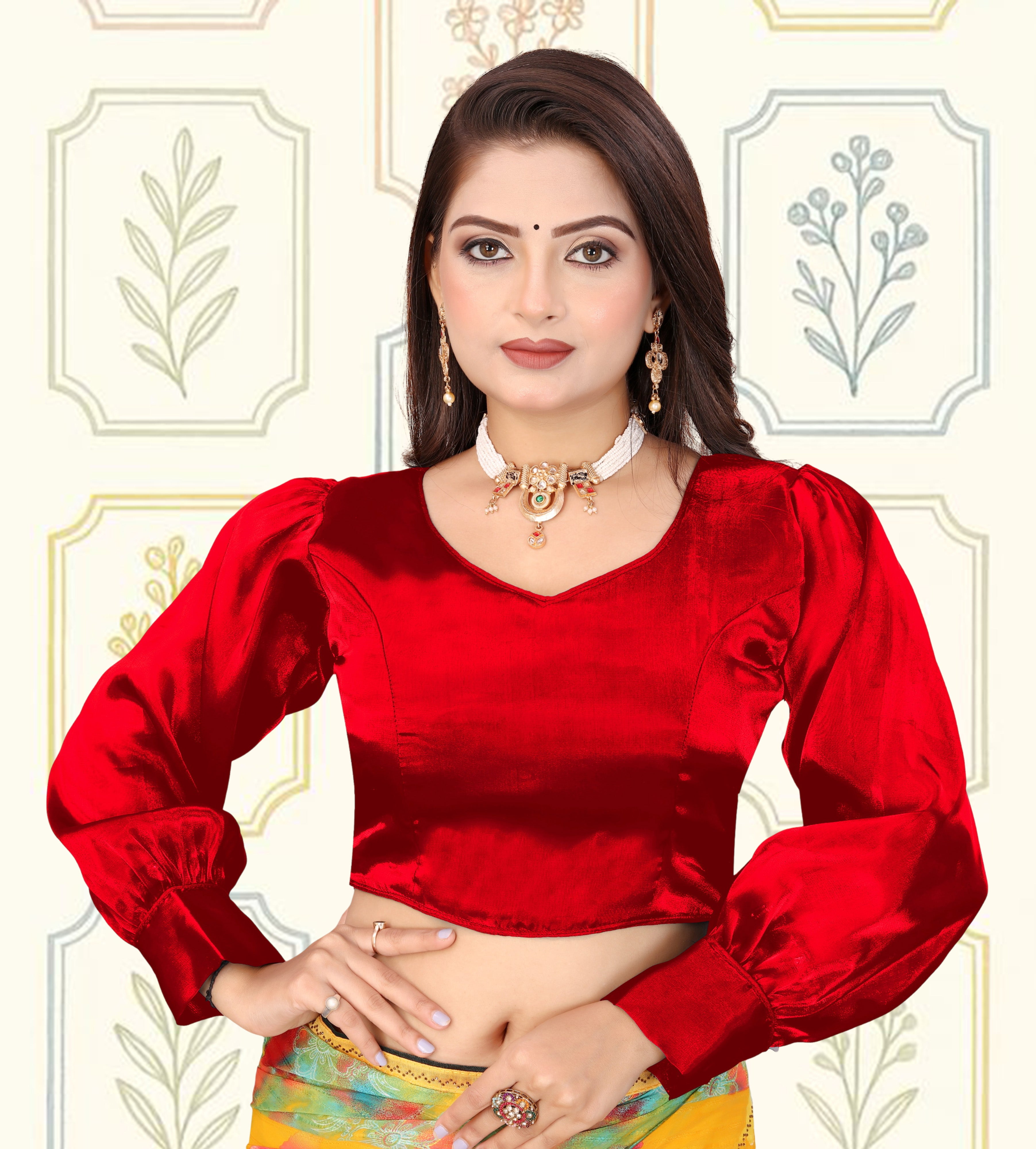 Solid Imported Organza Full Sleeve blouse For Women, Zimmy Choo Fabric Blouse For Women, Readymade Blouse, Full Stitched blouse, Fancy Design Blouse,