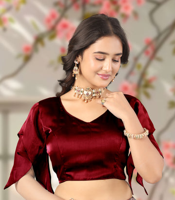 Women Designer Organza Silk Blouse for Women with Butterfly Sleeve Style, Perfect for Saree Pairing, Ideal for Festive Wear, Wedding Wear and Party Looks