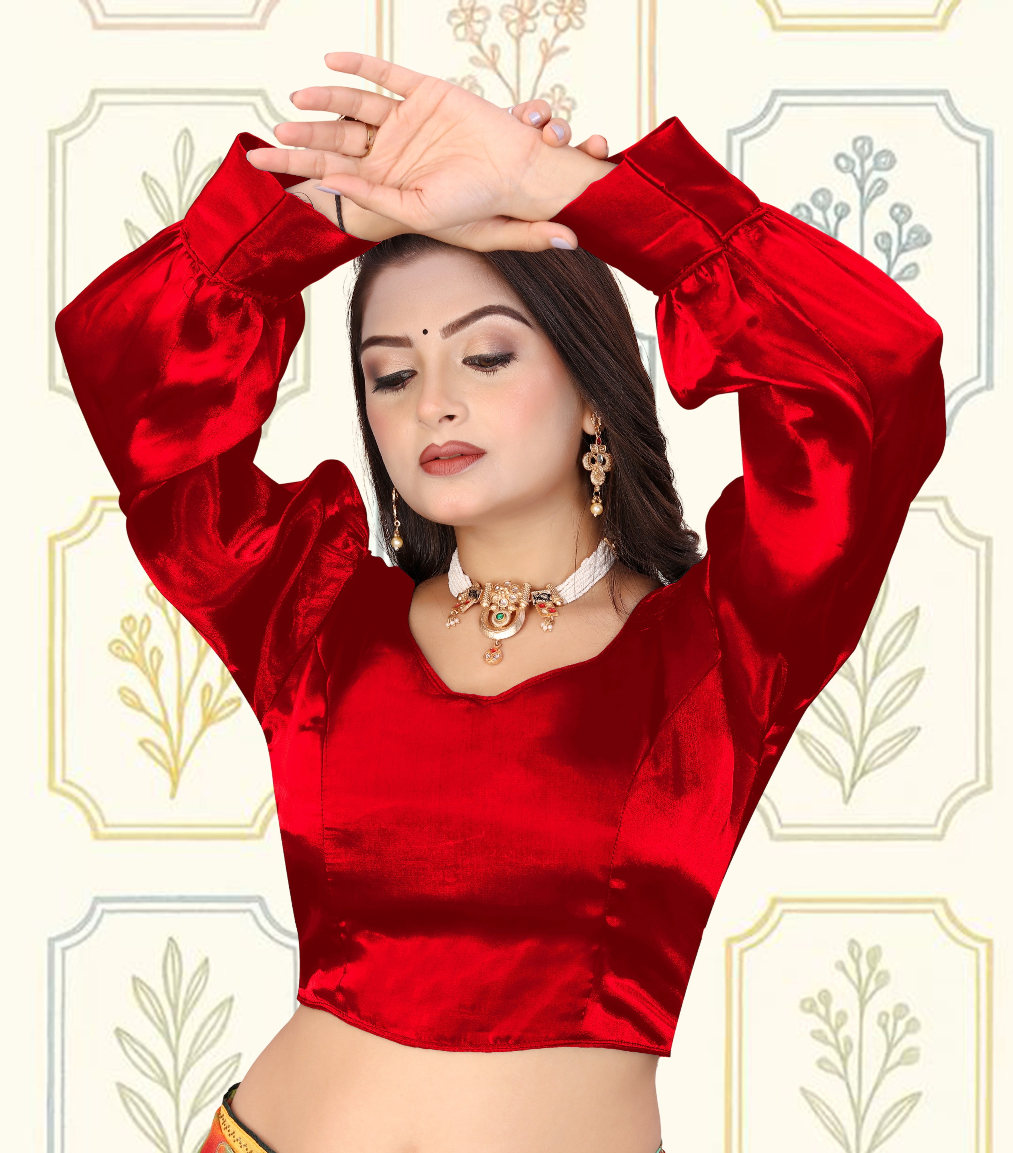 Solid Imported Organza Full Sleeve blouse For Women, Zimmy Choo Fabric Blouse For Women, Readymade Blouse, Full Stitched blouse, Fancy Design Blouse,