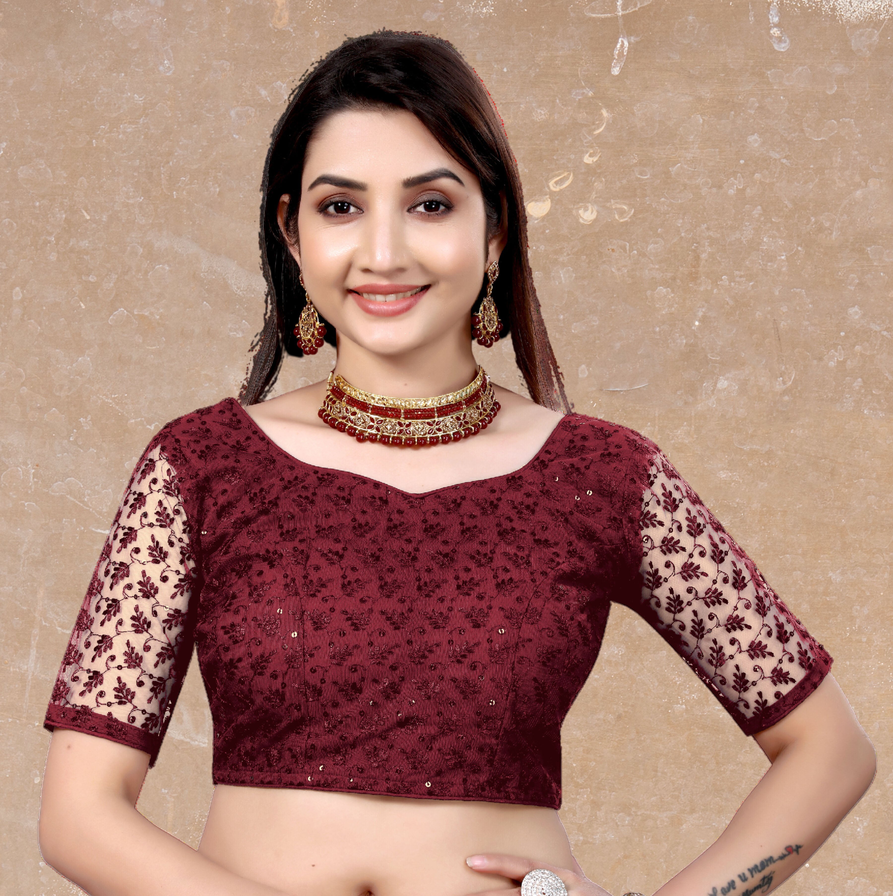 Readymade Net Sequenc Blouse, Stylist Blouse, traditional wear