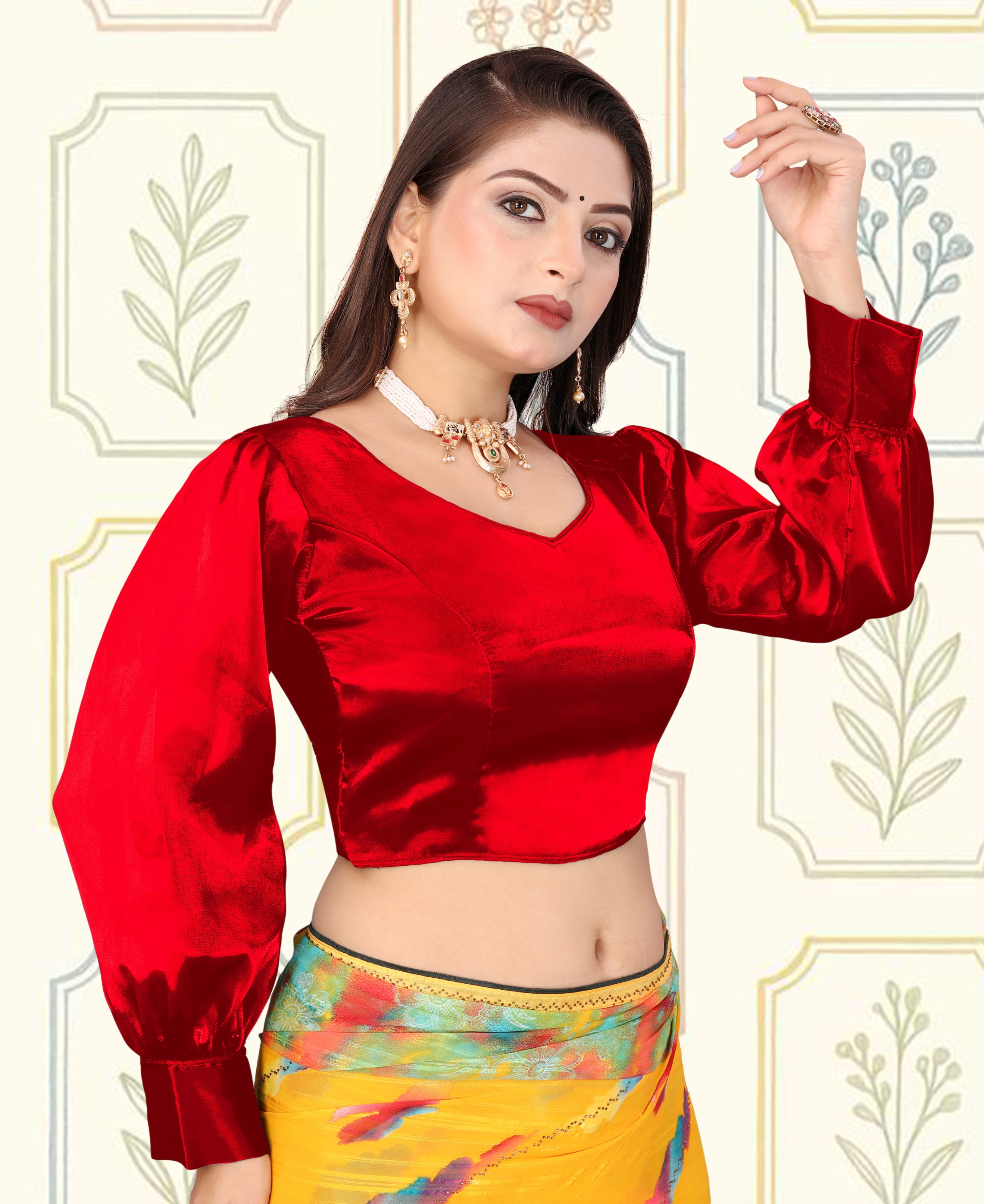 Solid Imported Organza Full Sleeve blouse For Women, Zimmy Choo Fabric Blouse For Women, Readymade Blouse, Full Stitched blouse, Fancy Design Blouse,