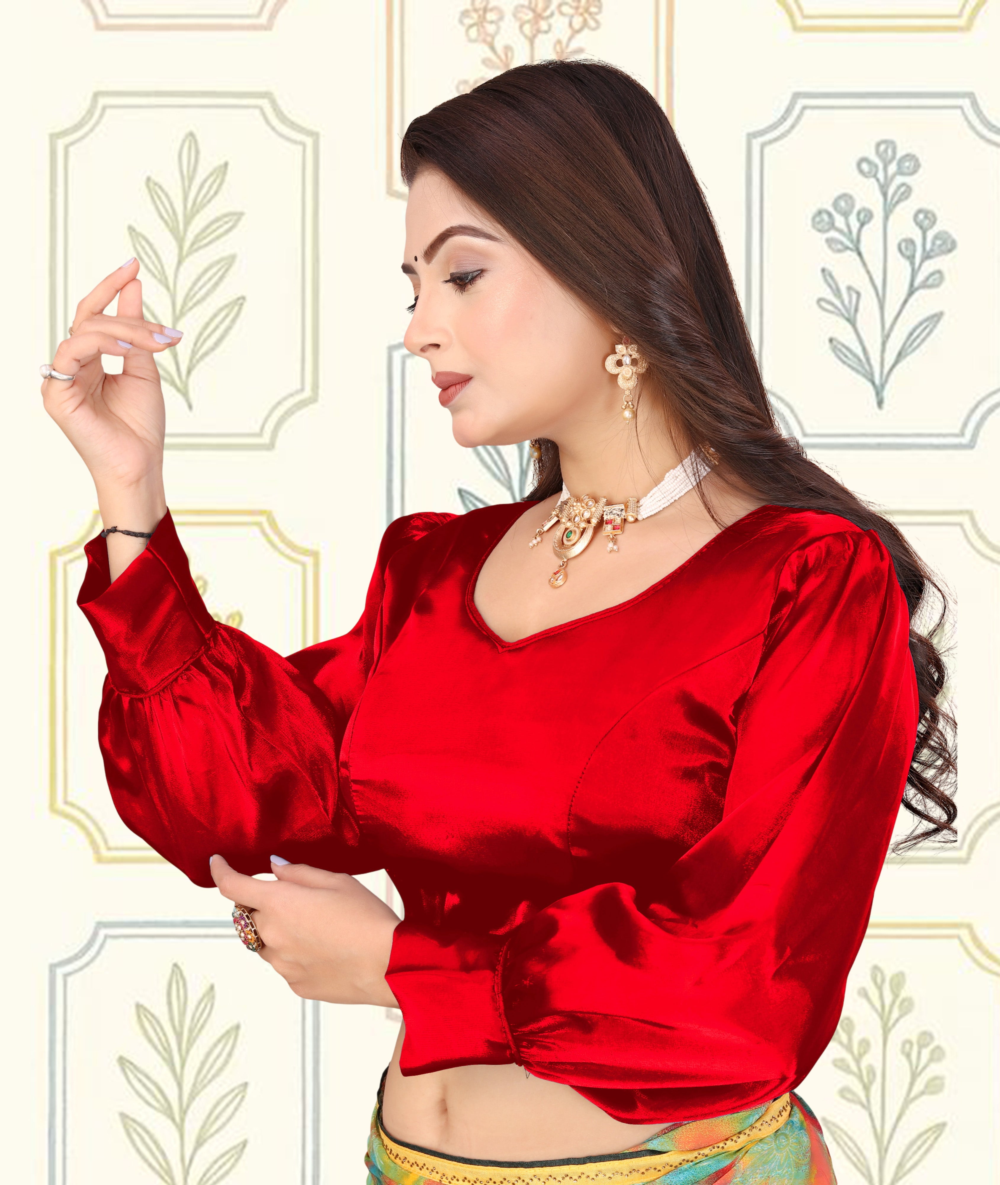 Solid Imported Organza Full Sleeve blouse For Women, Zimmy Choo Fabric Blouse For Women, Readymade Blouse, Full Stitched blouse, Fancy Design Blouse,