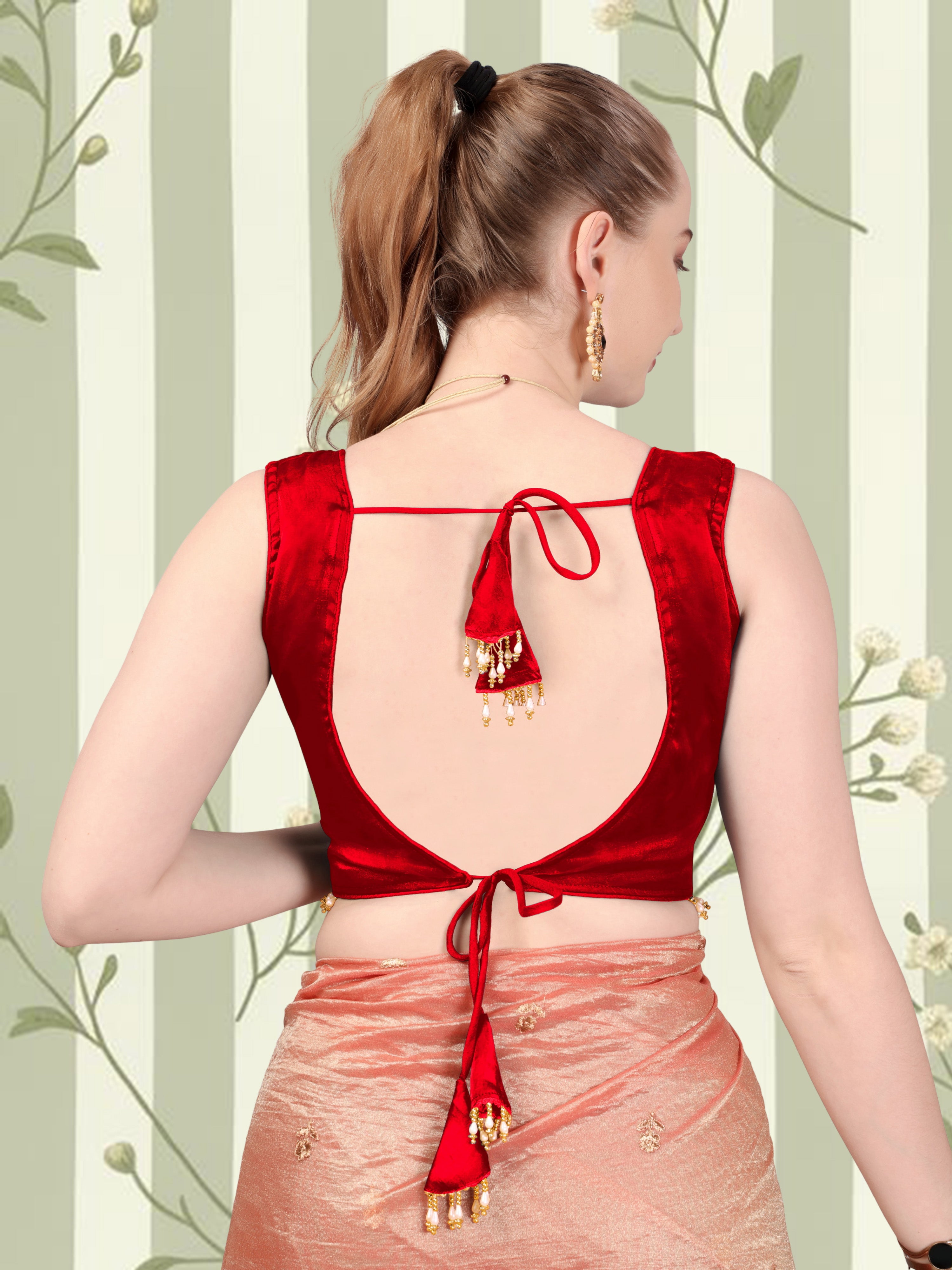 Trendy Zimii choo Organza Silk Blouse, Sleeveless V Neck Party wear Blouse For Women, Designer Blouse For Women, Fancy Designer Sleeve Blouse, Lace Blouse For Women