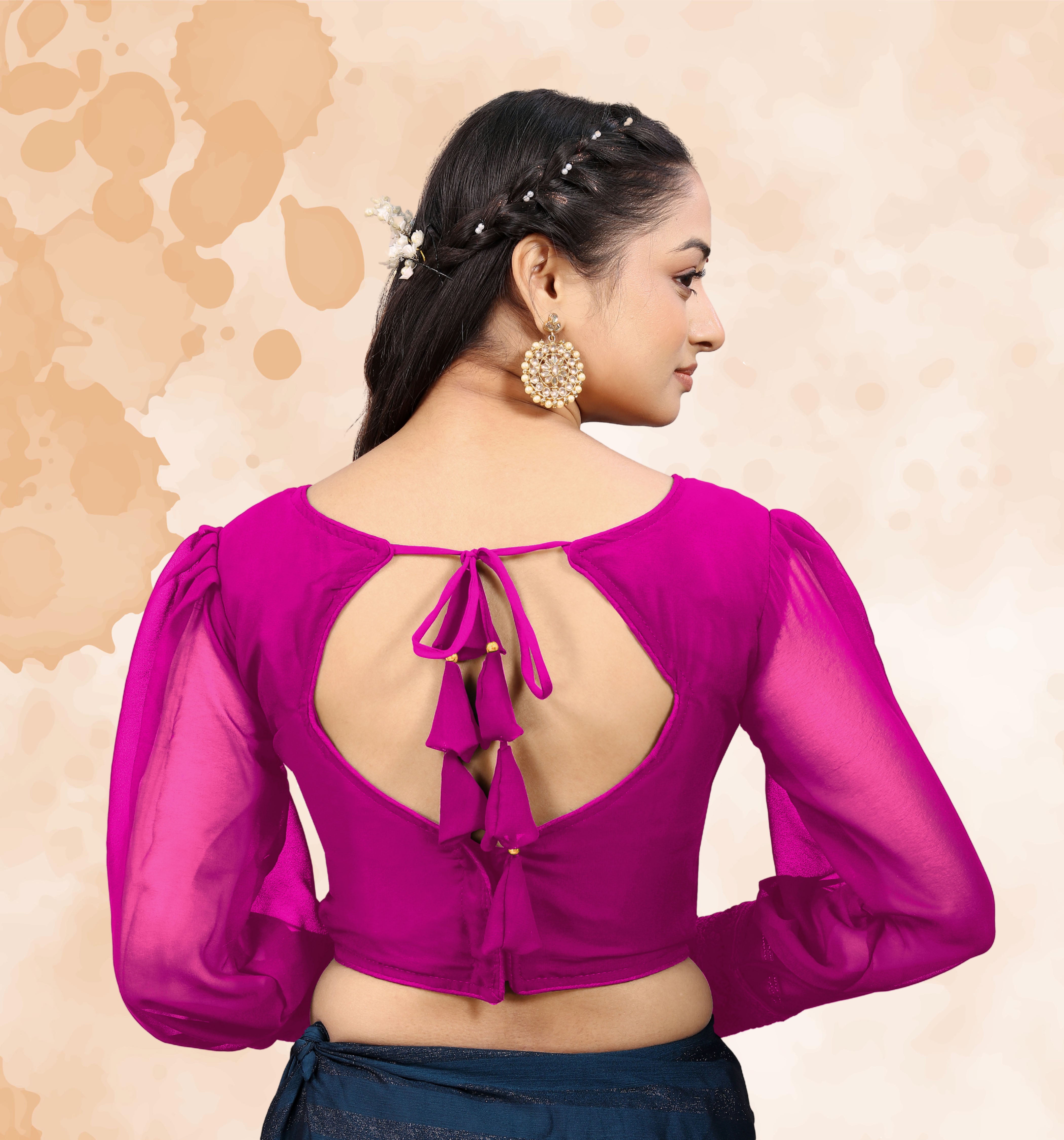Latest Wedding Wear full sleeve Blouse, Imported Georgette Blouse, Back side button with back hook pattern blouse, Designer Pattern Blouse, Stylist Blouse For Women, Heavy Designer Blouse