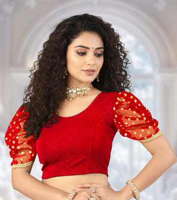 Casual Round Neck Short Sleeves Solid Lycra Blouse for Women, Fancy and Trendy blouse for girls and women, Stylish Readymade Stitched Stretchable Blouses