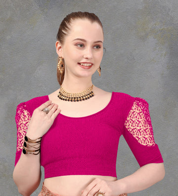Latest Net Sleeve Pattern Stretchable Lycra Blouse, Tassels on Back for Women, Stylist Blouse For Women, Net Blouse Sleeve Pattern