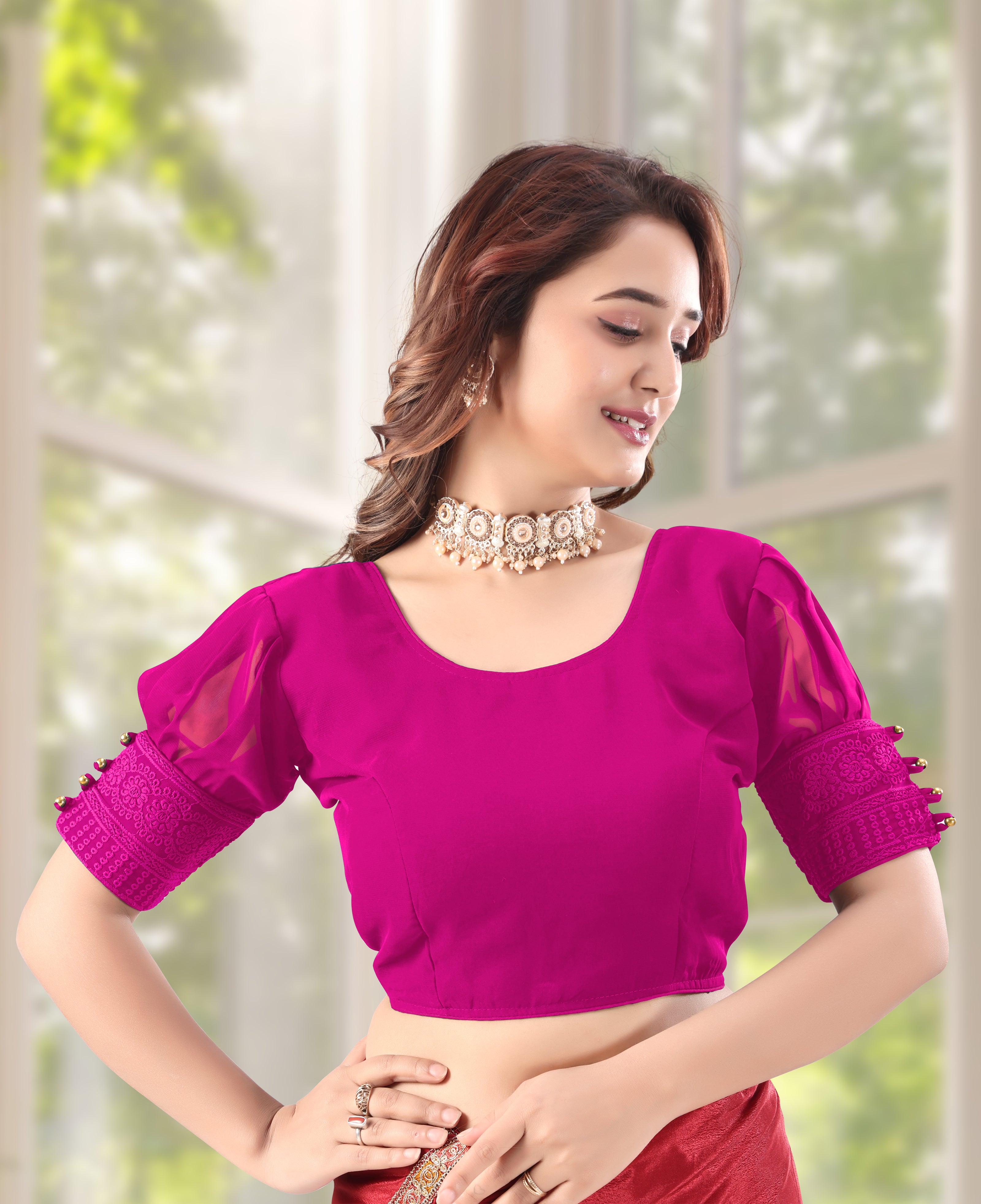 Georgette Designer Blouse Women Trendy Look Women Latest Fancy Blouse Stylish Ethnic Wear  Party Wear Blouse Women Designer Look