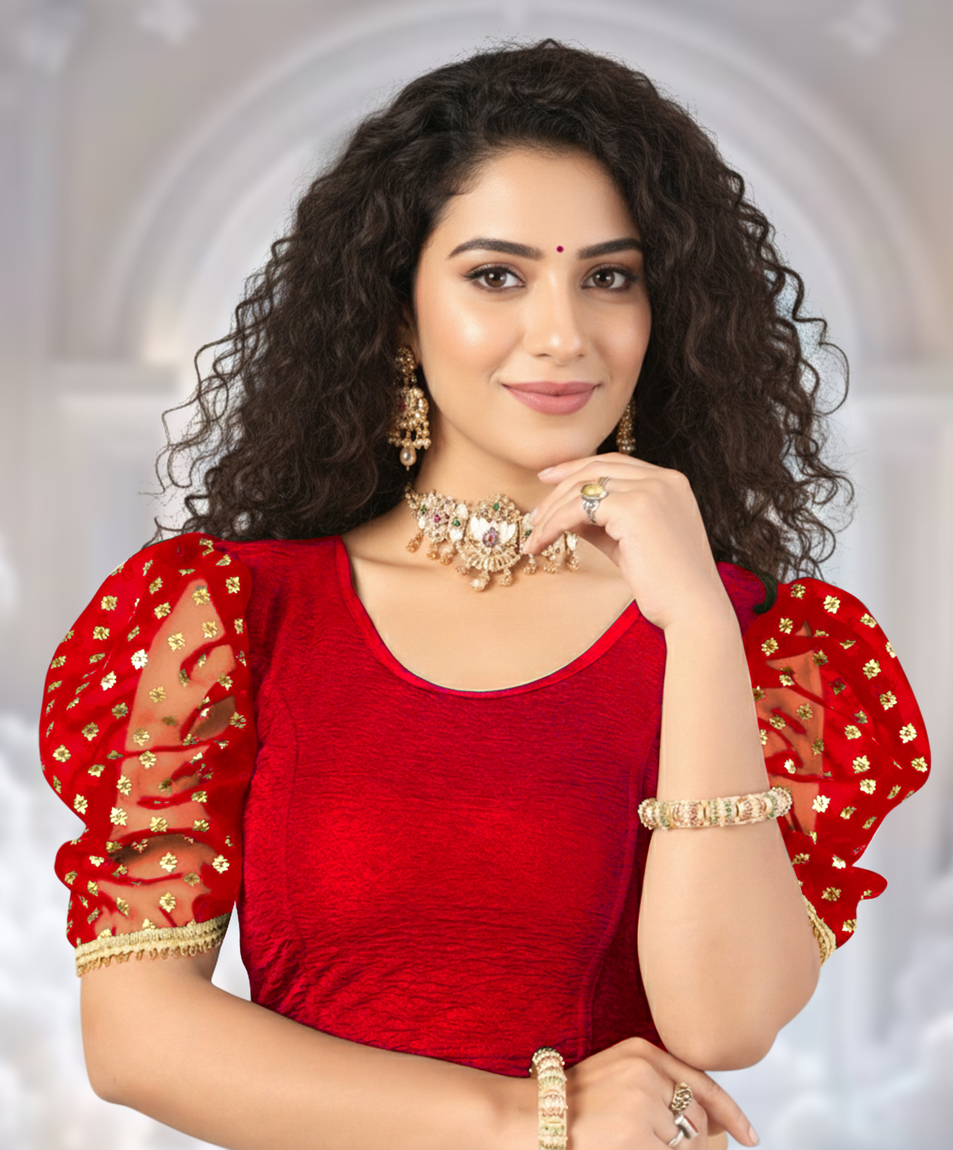 Casual Round Neck Short Sleeves Solid Lycra Blouse for Women, Fancy and Trendy blouse for girls and women, Stylish Readymade Stitched Stretchable Blouses