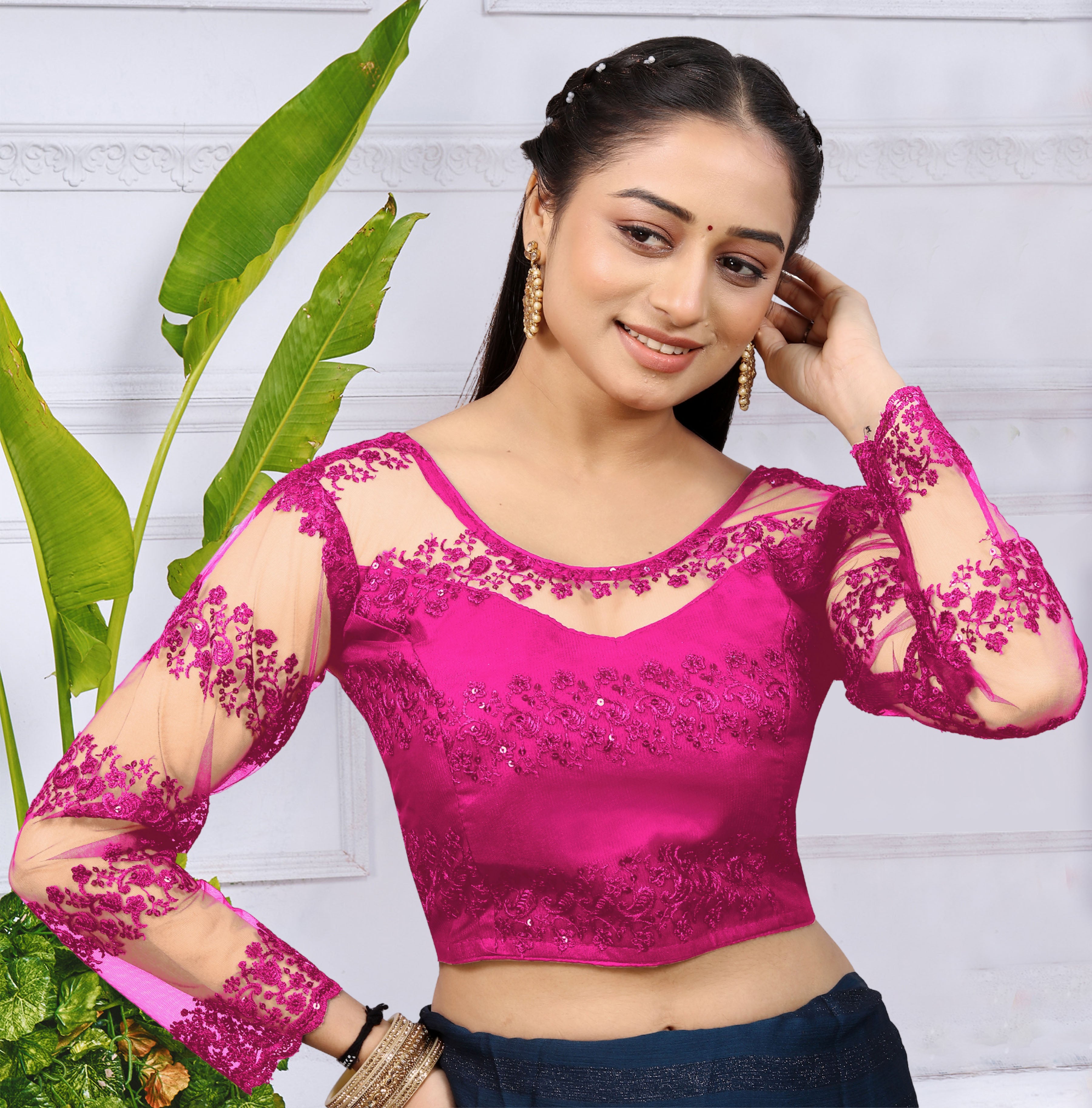 Readymade Full Sleeve Net Blouse For Women, Stylist Blouse For Women, Traditional wear, fancy blouse for women, Party Wear Blouse