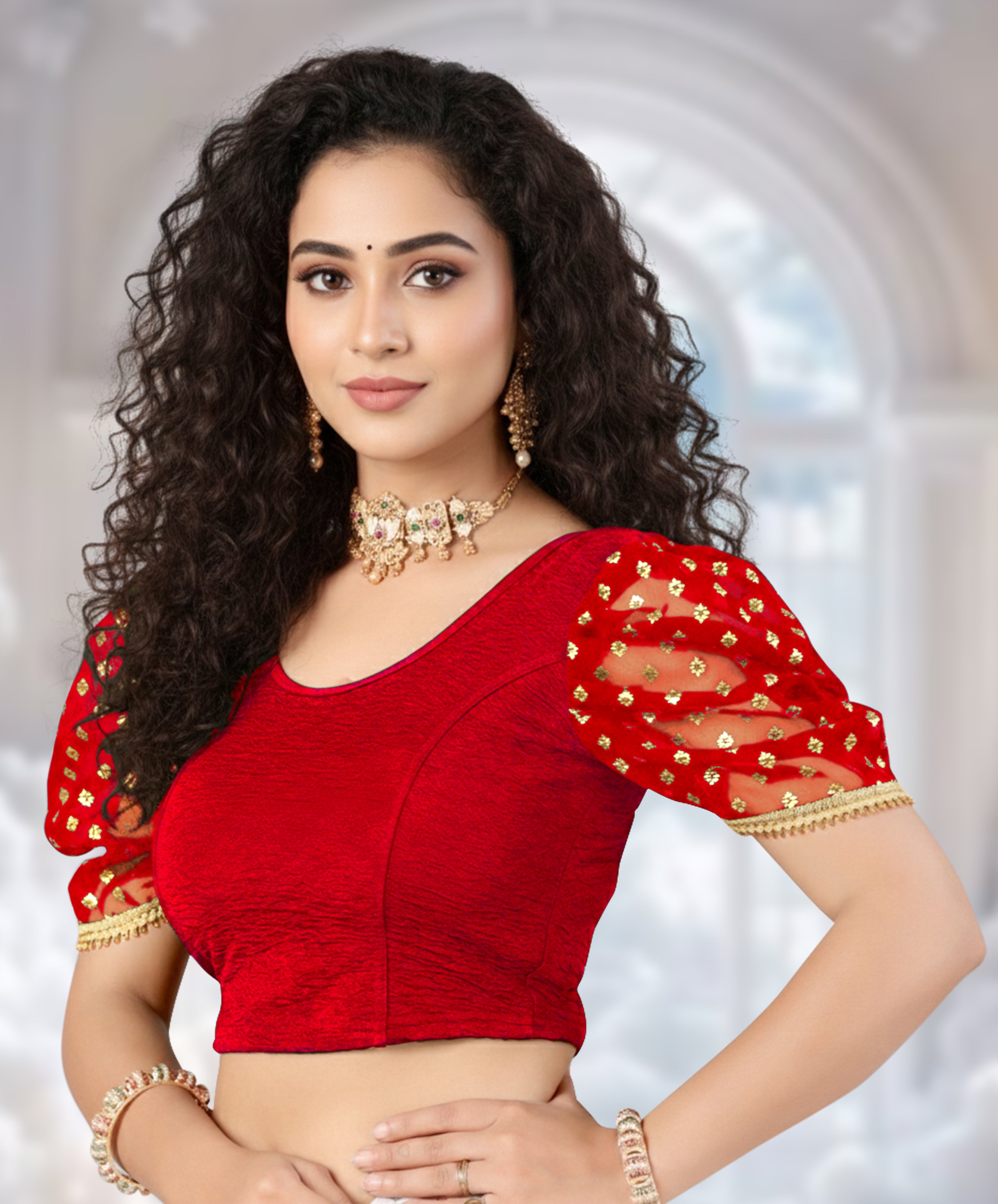Casual Round Neck Short Sleeves Solid Lycra Blouse for Women, Fancy and Trendy blouse for girls and women, Stylish Readymade Stitched Stretchable Blouses