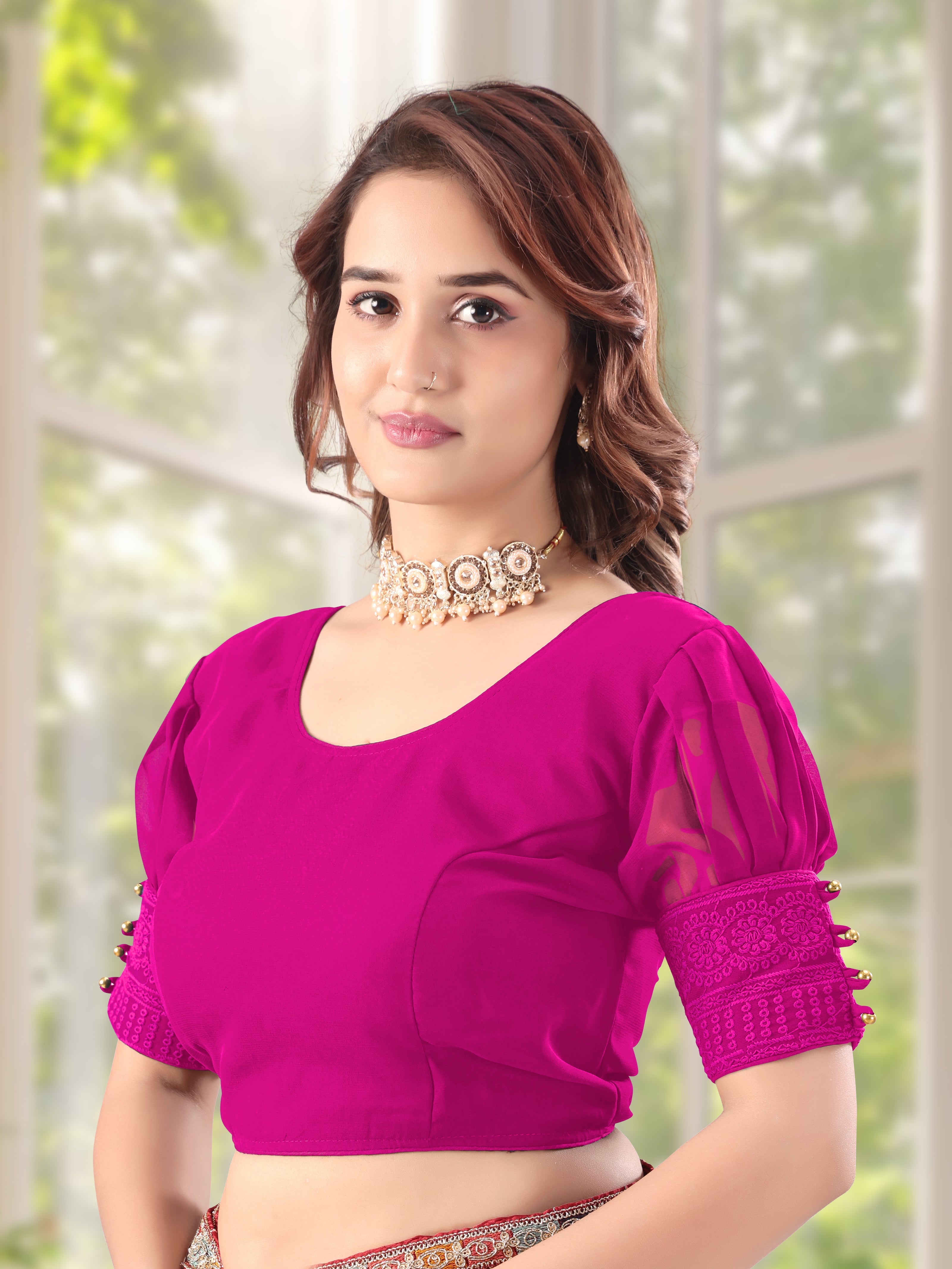 Georgette Designer Blouse Women Trendy Look Women Latest Fancy Blouse Stylish Ethnic Wear  Party Wear Blouse Women Designer Look