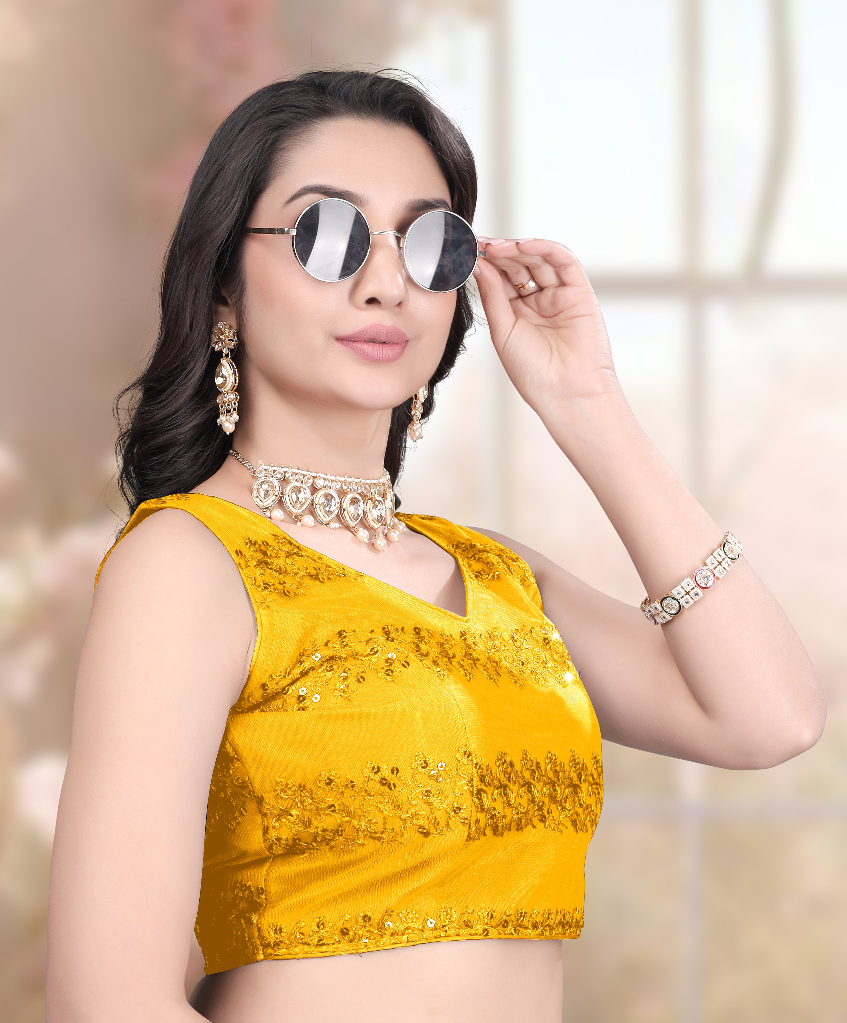 Readymade Net Blouse, Stylist Blouse, Sleeveless traditional wear, fancy blouse for women, Latest Blouse Net Stylist