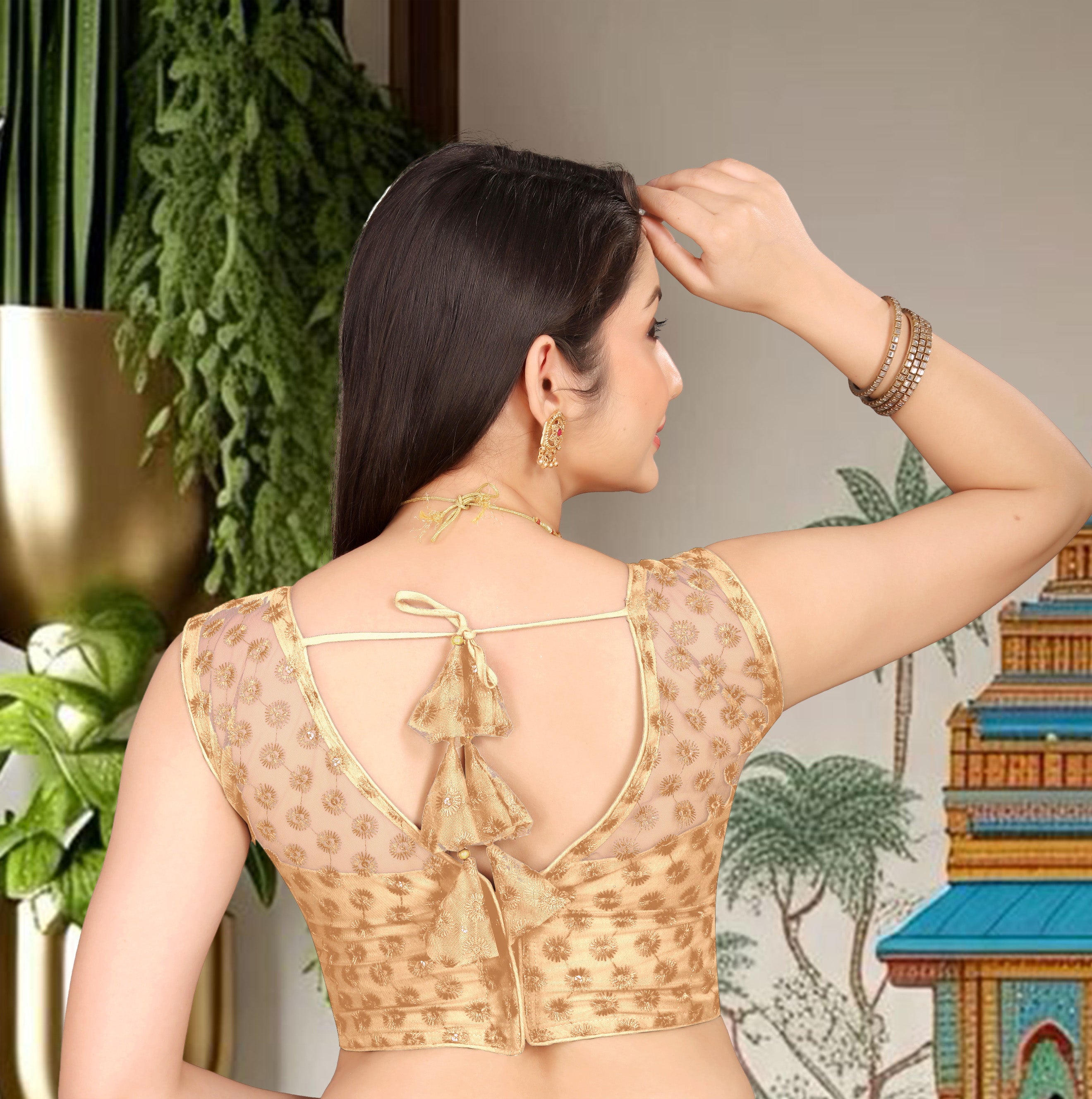 Sleeveless Readymade Net Stylist Blouse, Stylist Blouse, traditional wear, fancy blouse for women,