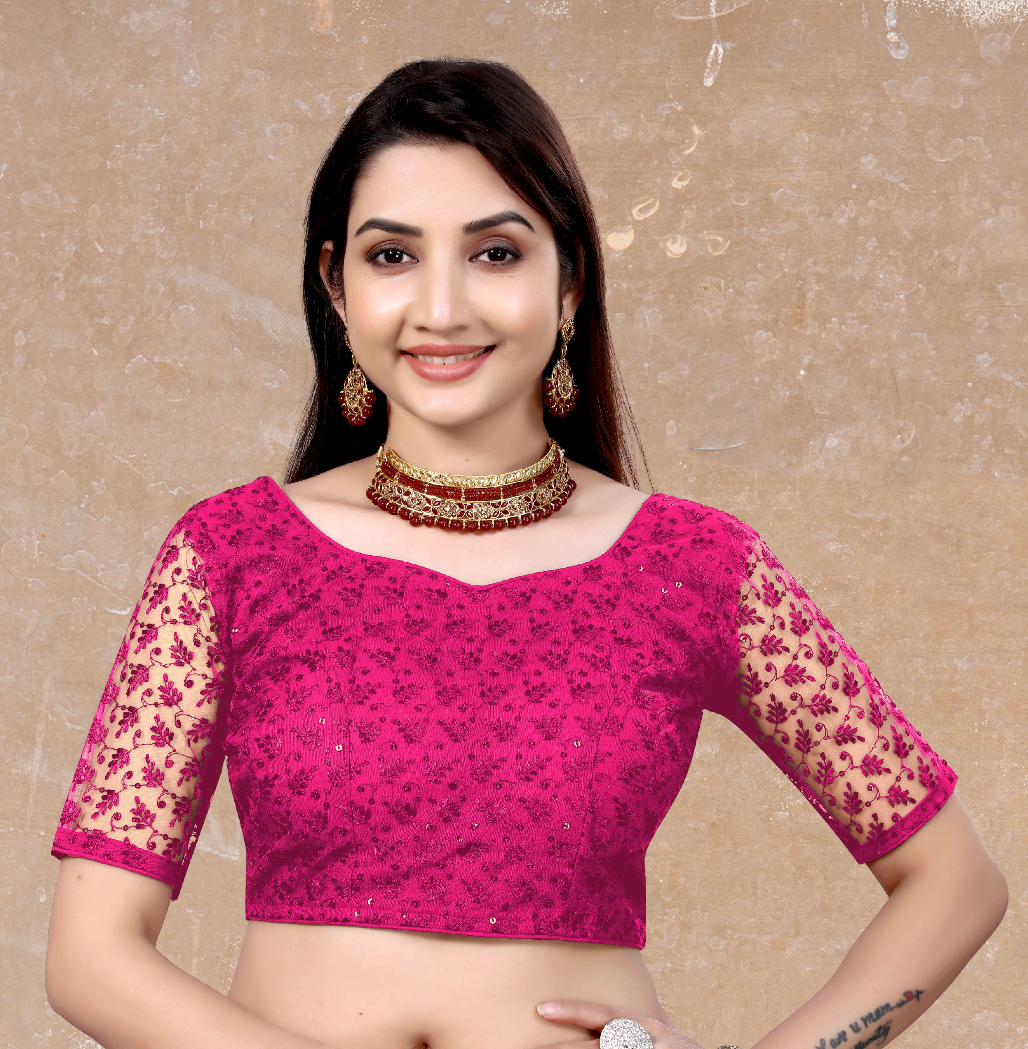 Readymade Net Sequenc Blouse, Stylist Blouse, traditional wear