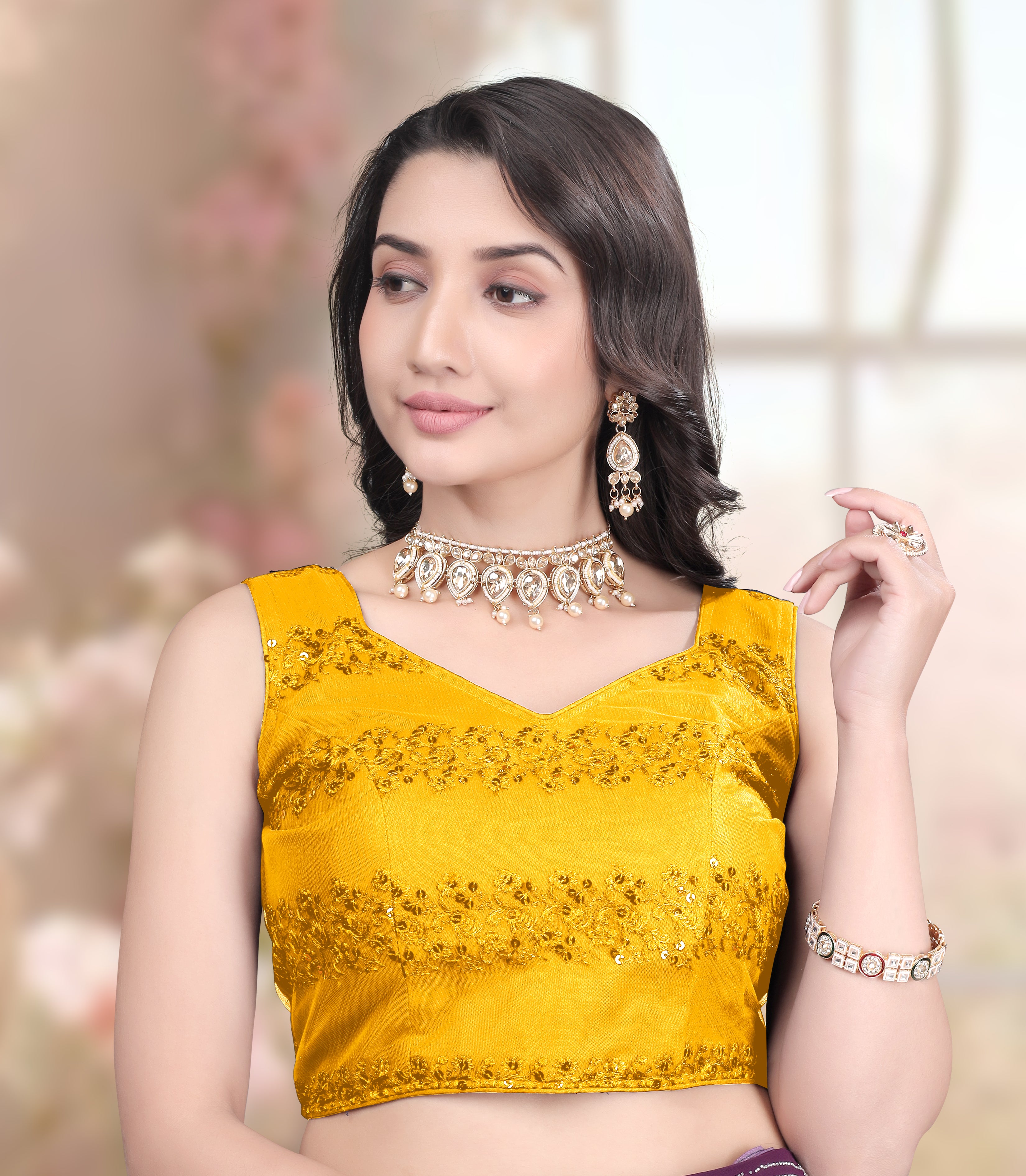Readymade Net Blouse, Stylist Blouse, Sleeveless traditional wear, fancy blouse for women, Latest Blouse Net Stylist