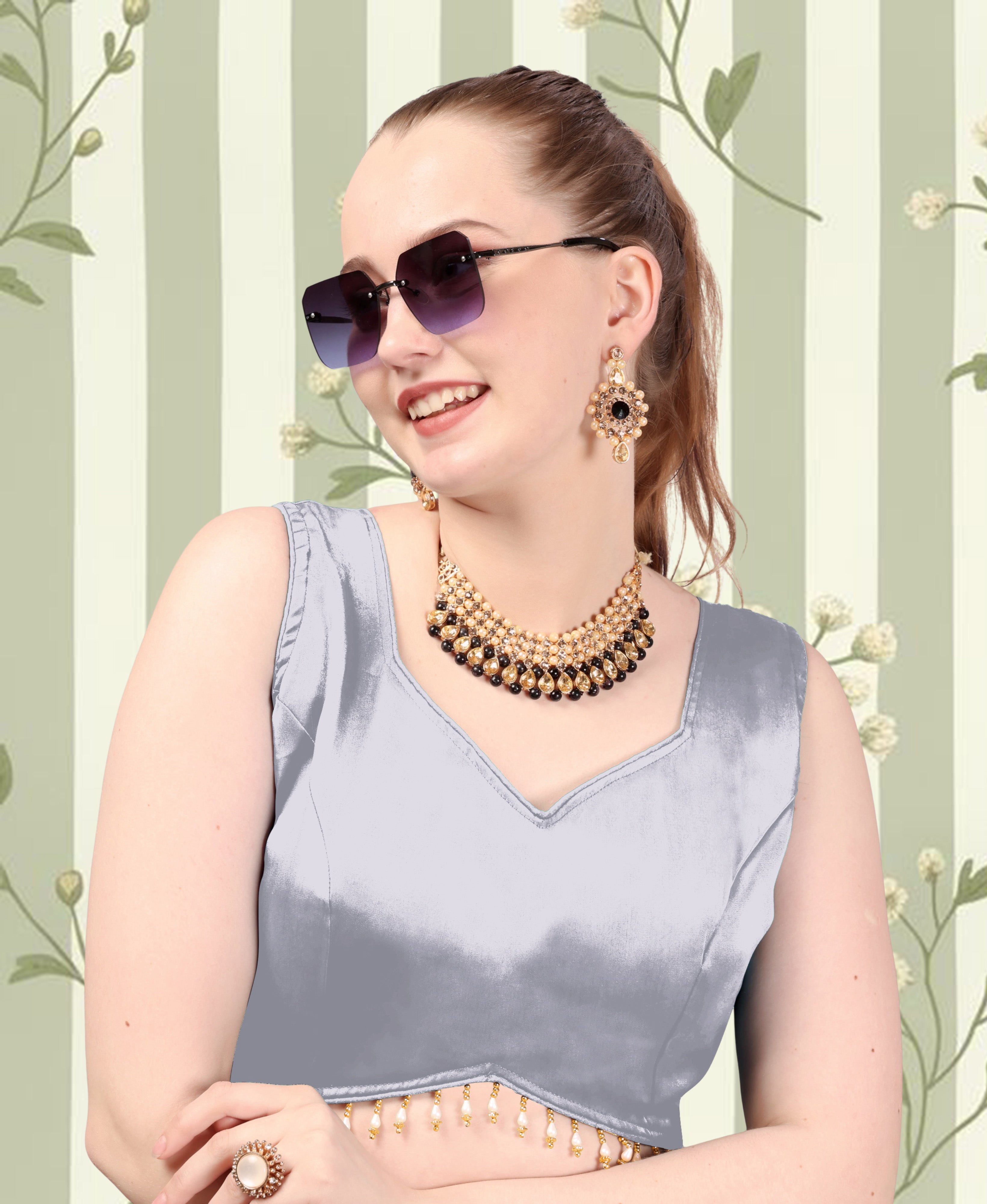 Latest Wedding Wear Sleeveless Blouse, Imported Zimmi Choo Blouse, Fancy Lace With Designer Pattern Blouse, Stylist Blouse For Women, Heavy Designer Blouse,