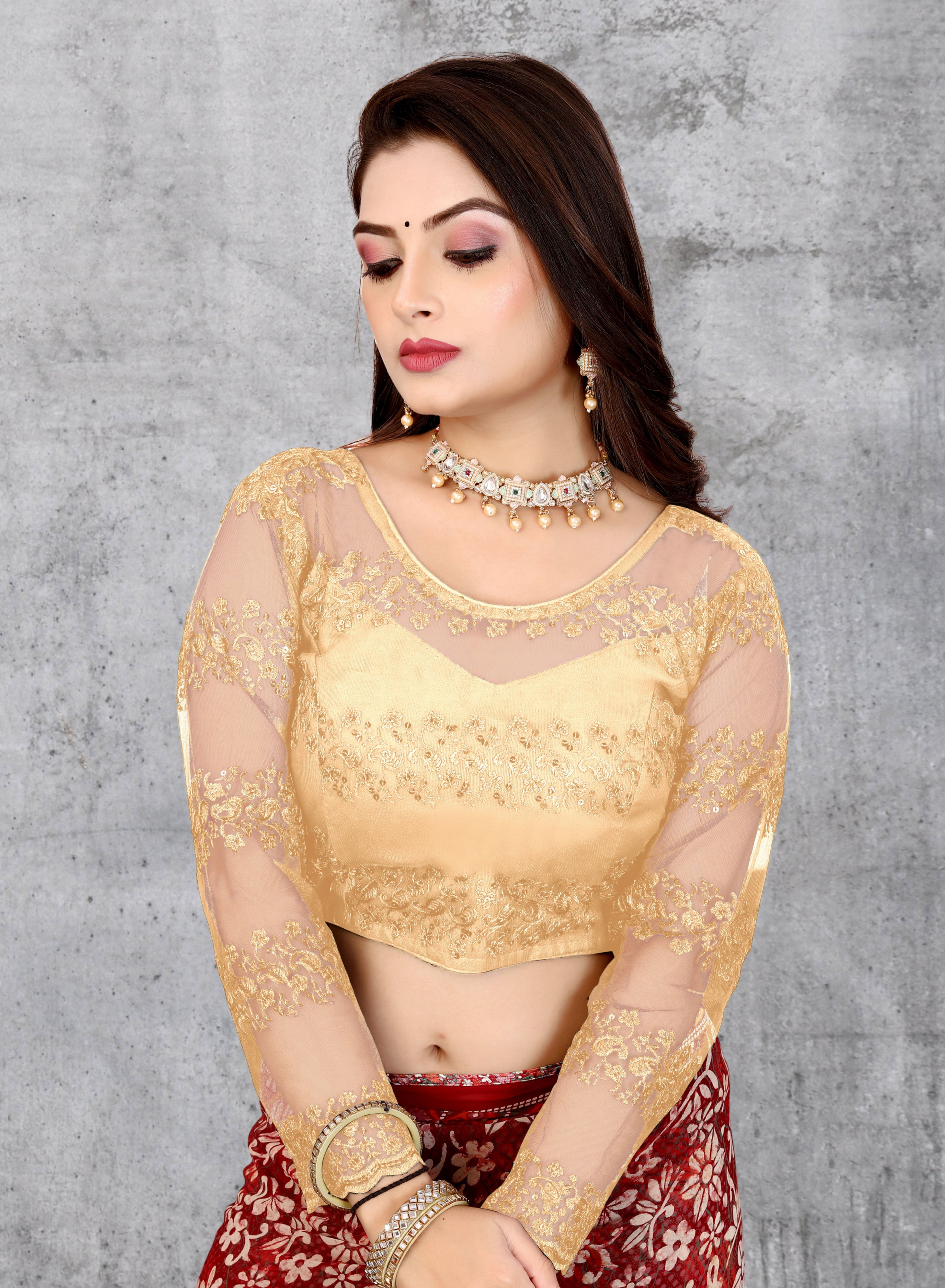 Stylist Wedding Wear Net Blouse, Fancy Party wear Full Sleeve Blouse, Modern Blouse For Women, Designing New Blouse For Women