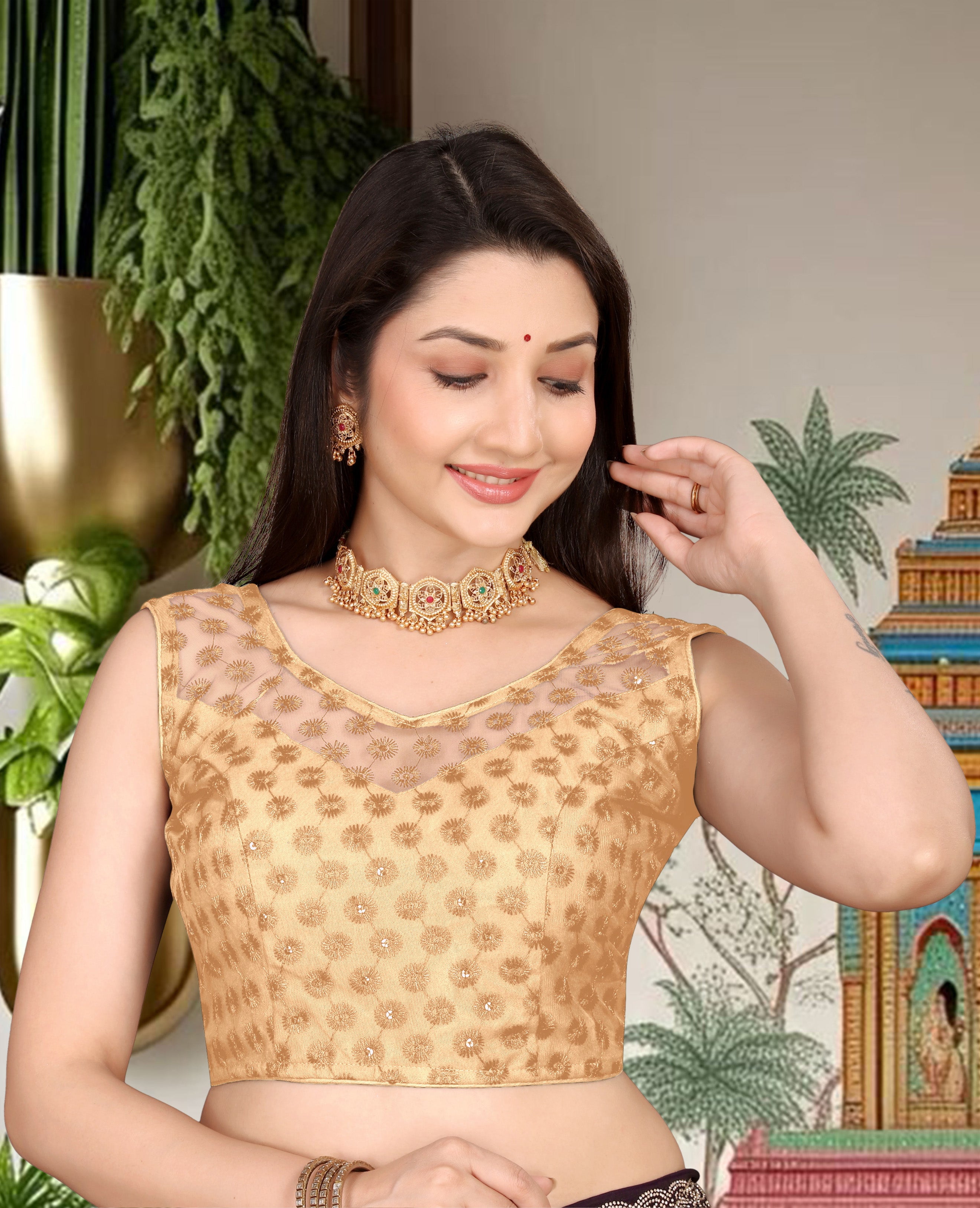 Sleeveless Readymade Net Stylist Blouse, Stylist Blouse, traditional wear, fancy blouse for women,