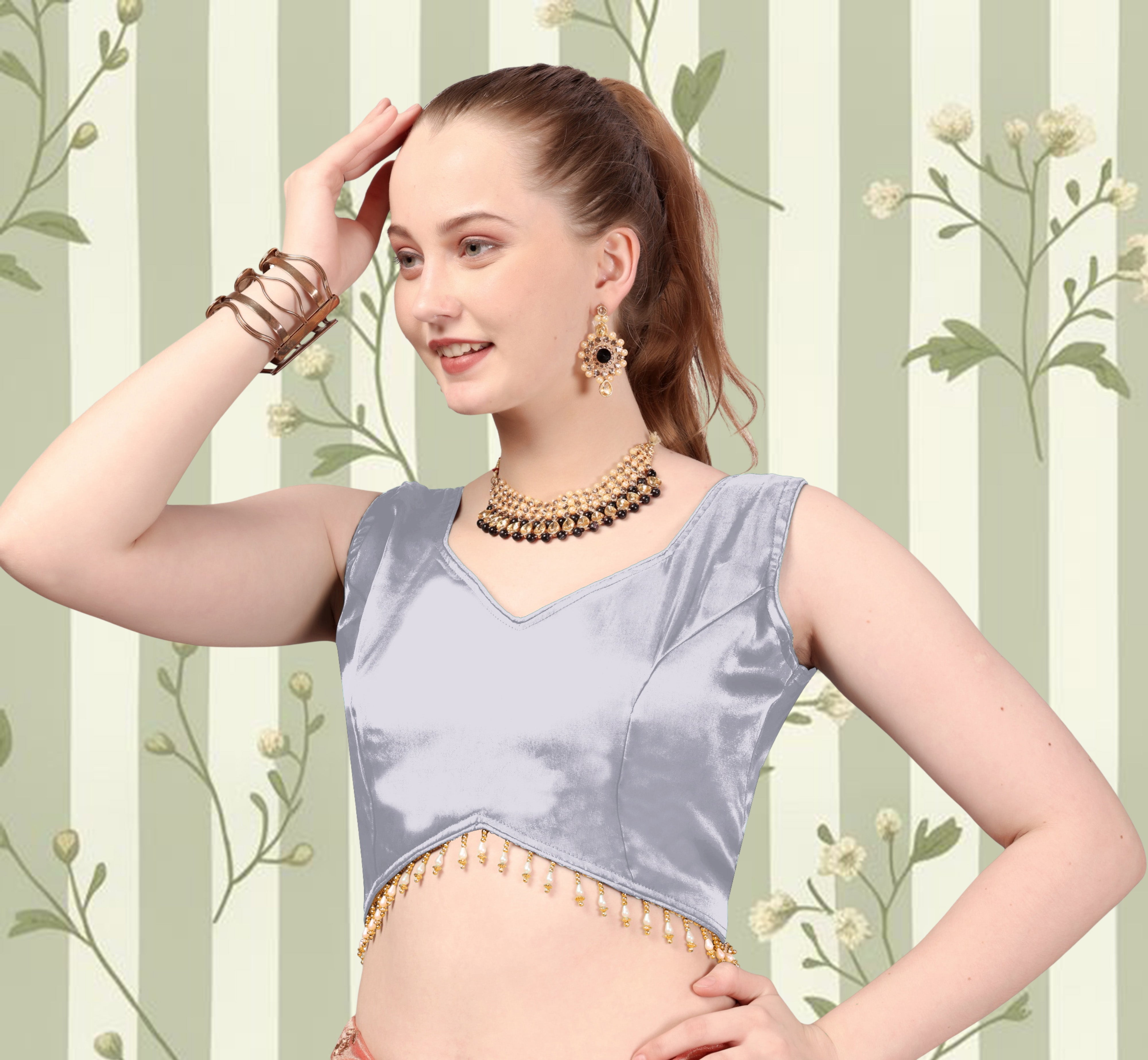 Latest Wedding Wear Sleeveless Blouse, Imported Zimmi Choo Blouse, Fancy Lace With Designer Pattern Blouse, Stylist Blouse For Women, Heavy Designer Blouse,