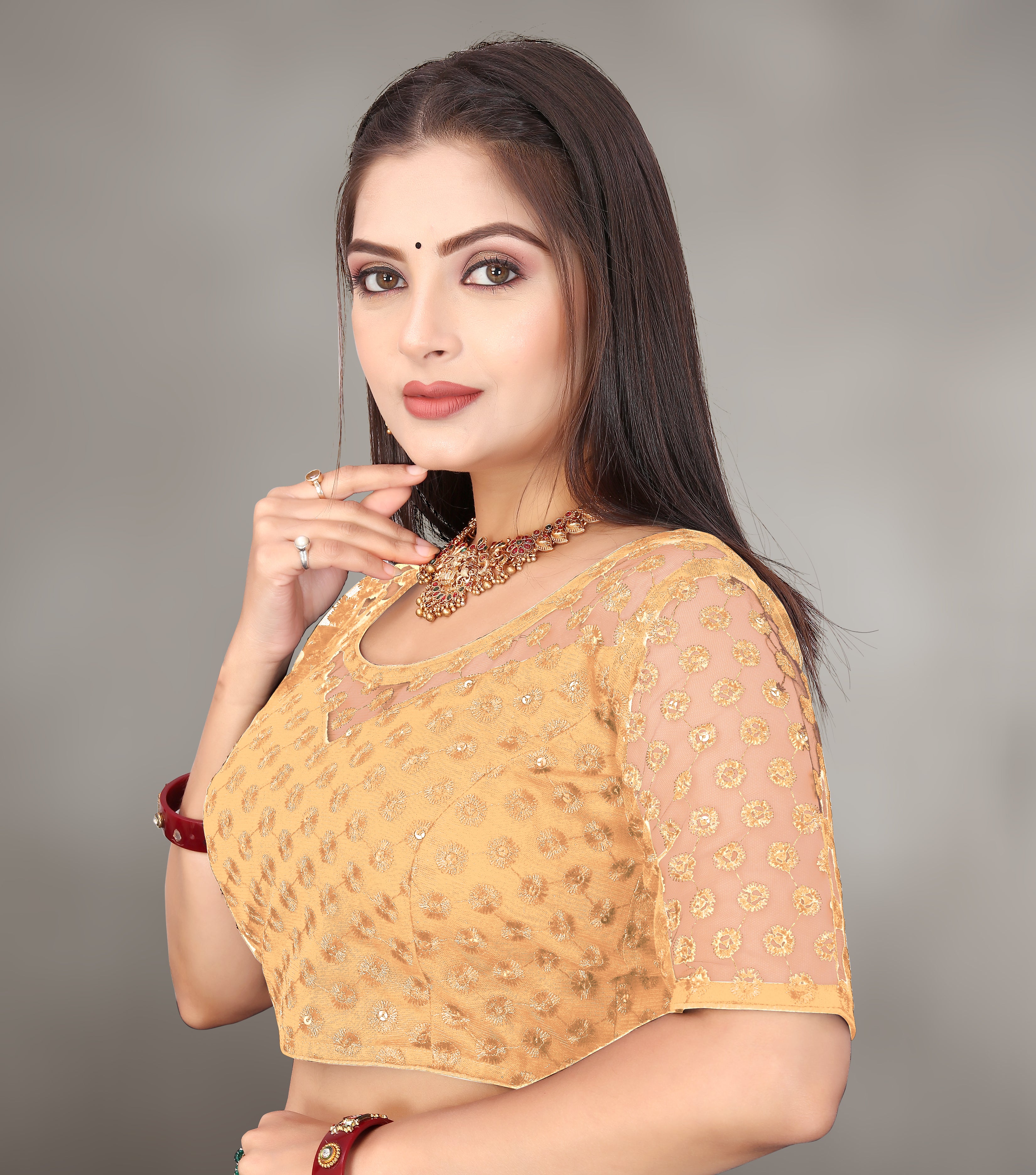 Modern Women Net Blouse with Fancy Back pattern and Embroidery and Sequenc Work, Readymade Blouse for women (Size from 30 to 38)