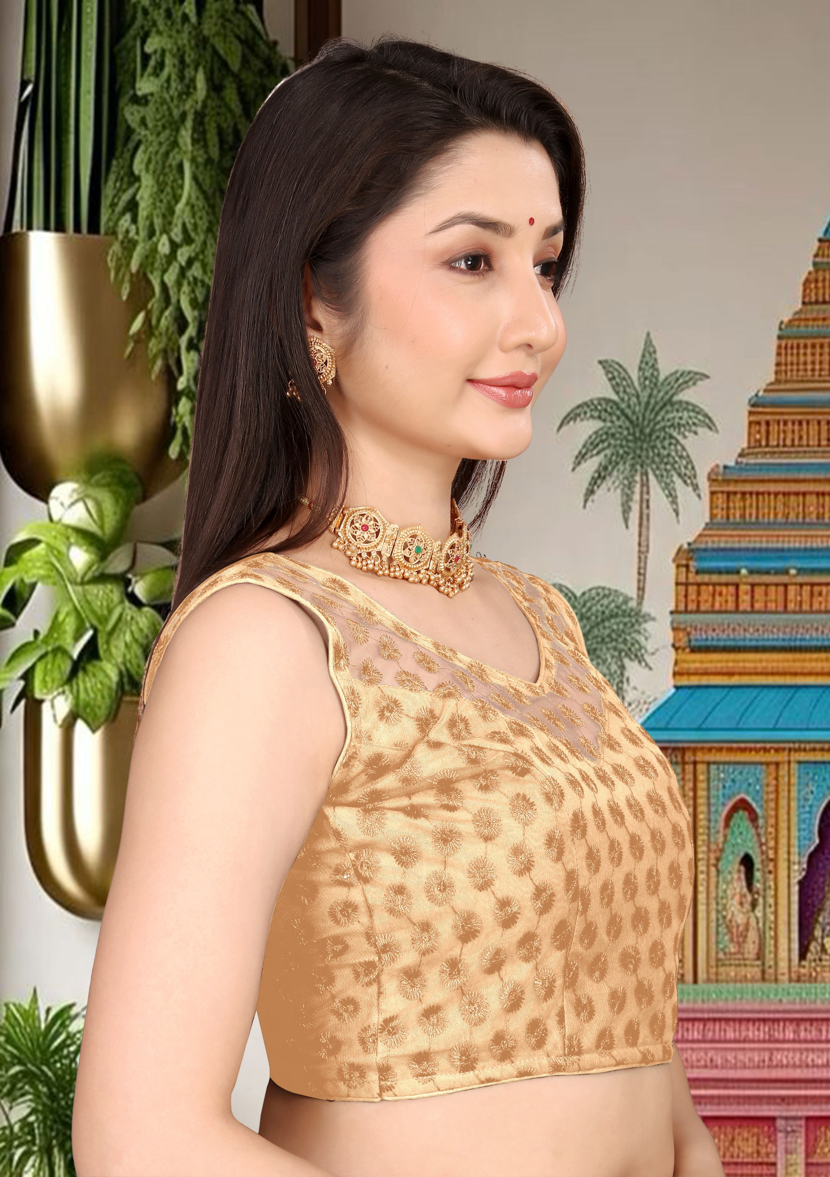 Sleeveless Readymade Net Stylist Blouse, Stylist Blouse, traditional wear, fancy blouse for women,