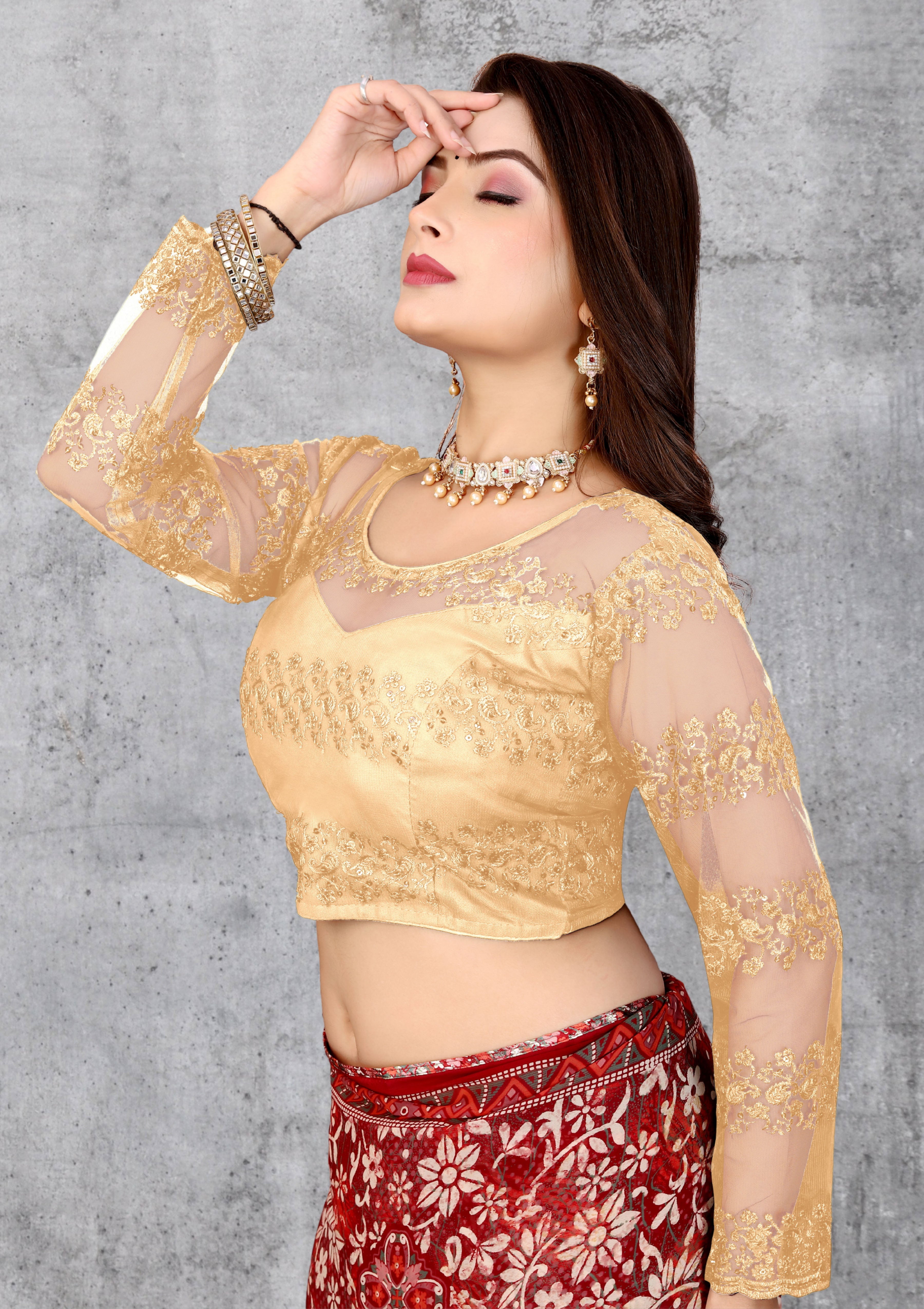 Stylist Wedding Wear Net Blouse, Fancy Party wear Full Sleeve Blouse, Modern Blouse For Women, Designing New Blouse For Women
