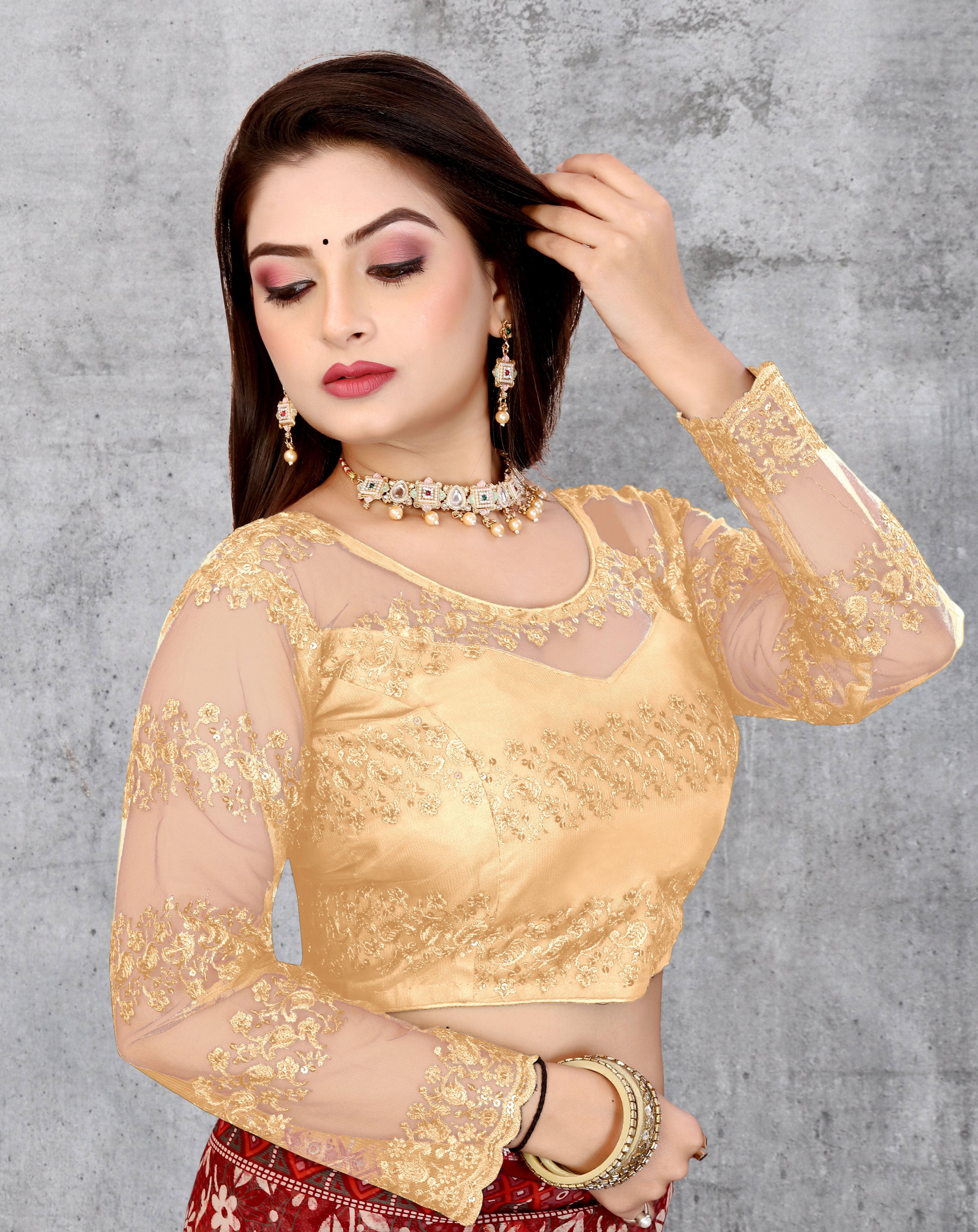 Stylist Wedding Wear Net Blouse, Fancy Party wear Full Sleeve Blouse, Modern Blouse For Women, Designing New Blouse For Women