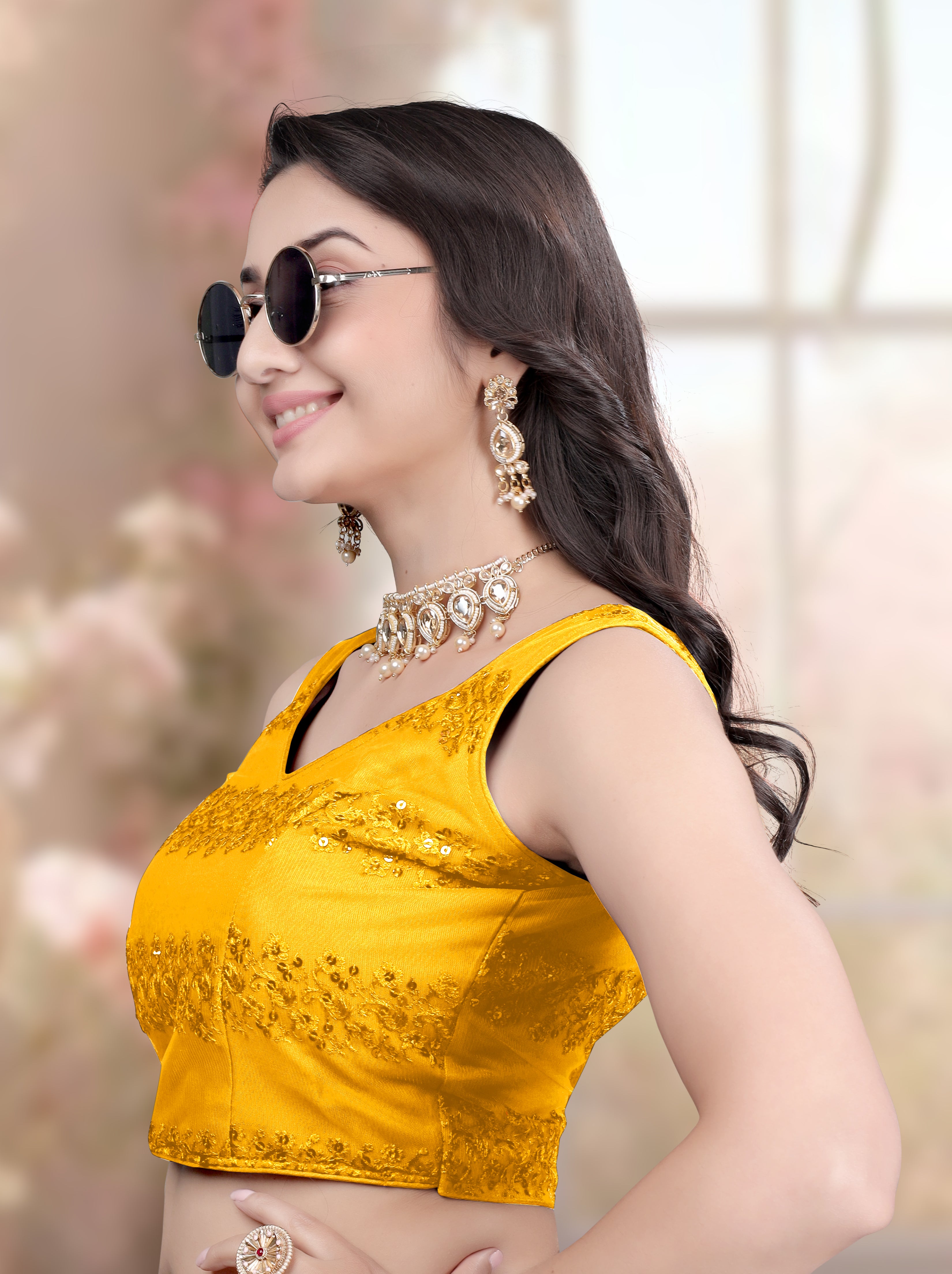 Readymade Net Blouse, Stylist Blouse, Sleeveless traditional wear, fancy blouse for women, Latest Blouse Net Stylist