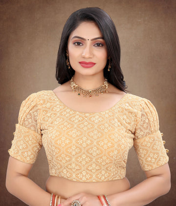 Readymade Georgette Shiffly Georgette Blouse with Small Sequence Work, Back Hook Open, Stylist Wedding Wear, Fancy  Sleeve Latest Design
