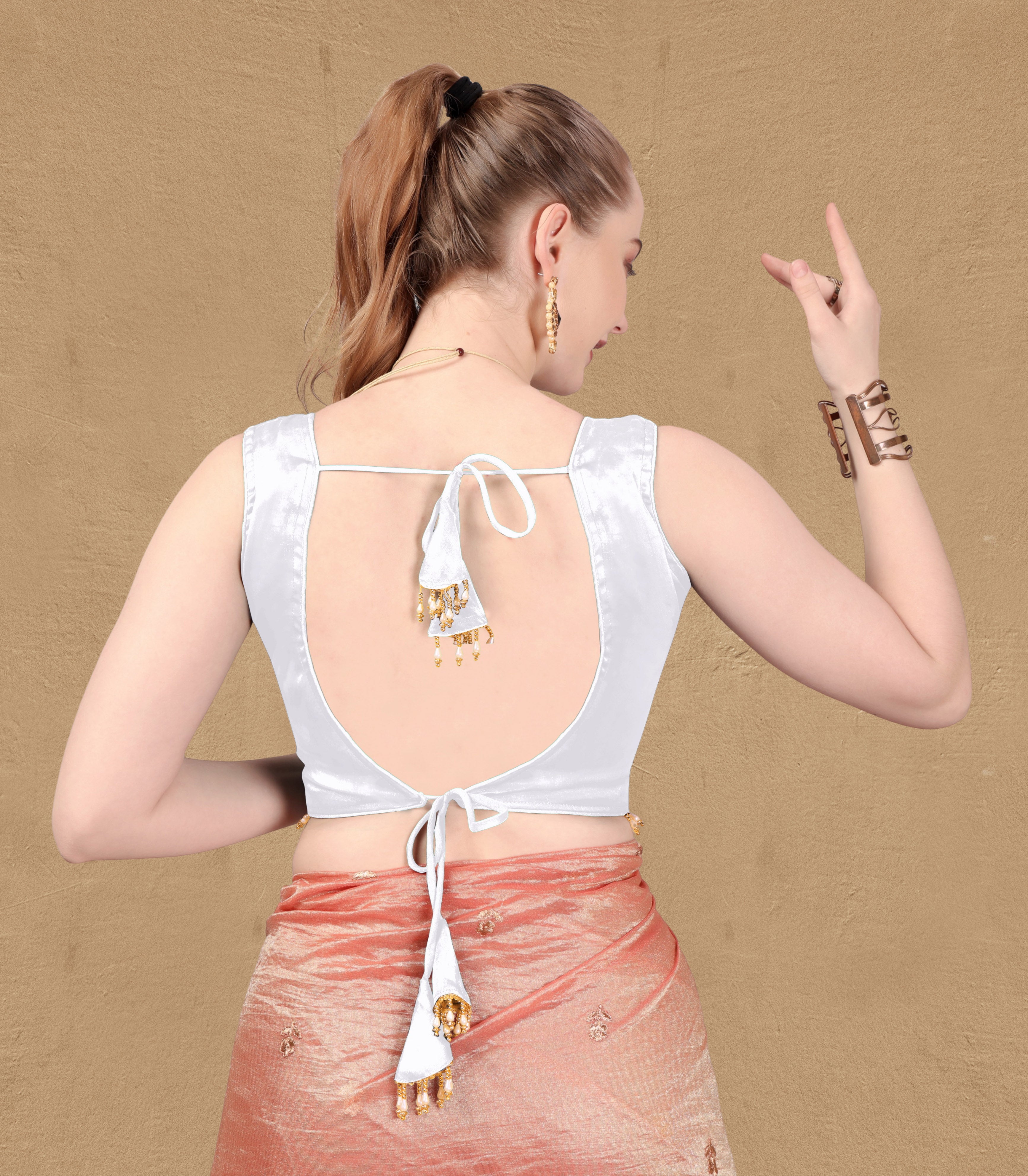 Solid Imported Organza Sleeveless blouse For Women, Zimmy Choo Fabric Blouse For Women, Readymade Blouse, Full Stitched blouse, Fancy Lace And Latkan Blouse