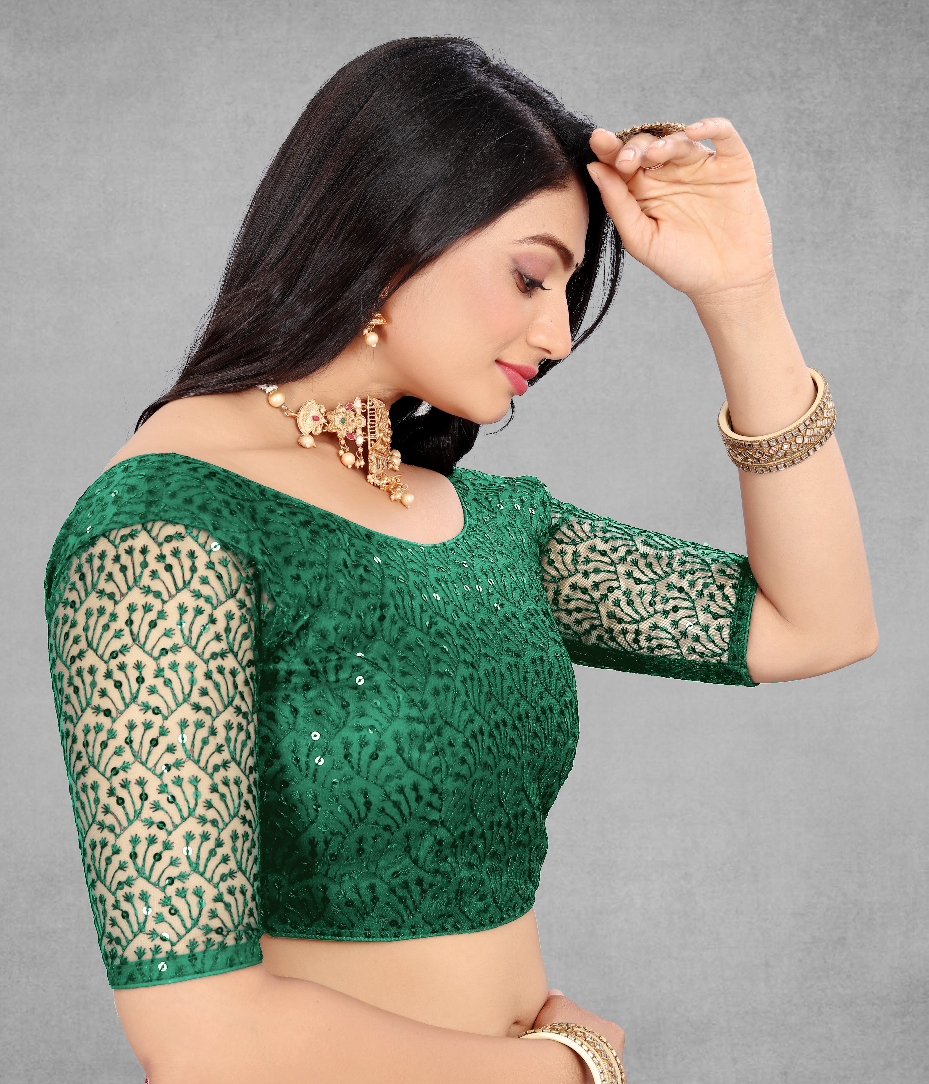 Readymade Saree Blouse for Girls & Women, Readymade Alterable Net Sequenc blouse, Stylist Blouse for women, new designer blouse. Net with work blouse