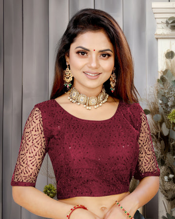 Readymade Saree Blouse for Girls & Women, Readymade Alterable Net Sequenc blouse, Stylist Blouse for women, new designer blouse. Net with work blouse