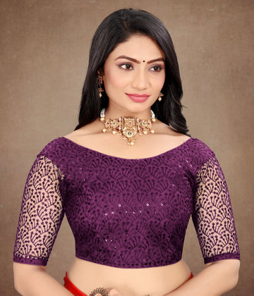 Modern Women Net Blouse with Fancy Back pattern and Embroidery and Sequenc Work, Readumade Blouse for women (Size from 30 to 38)