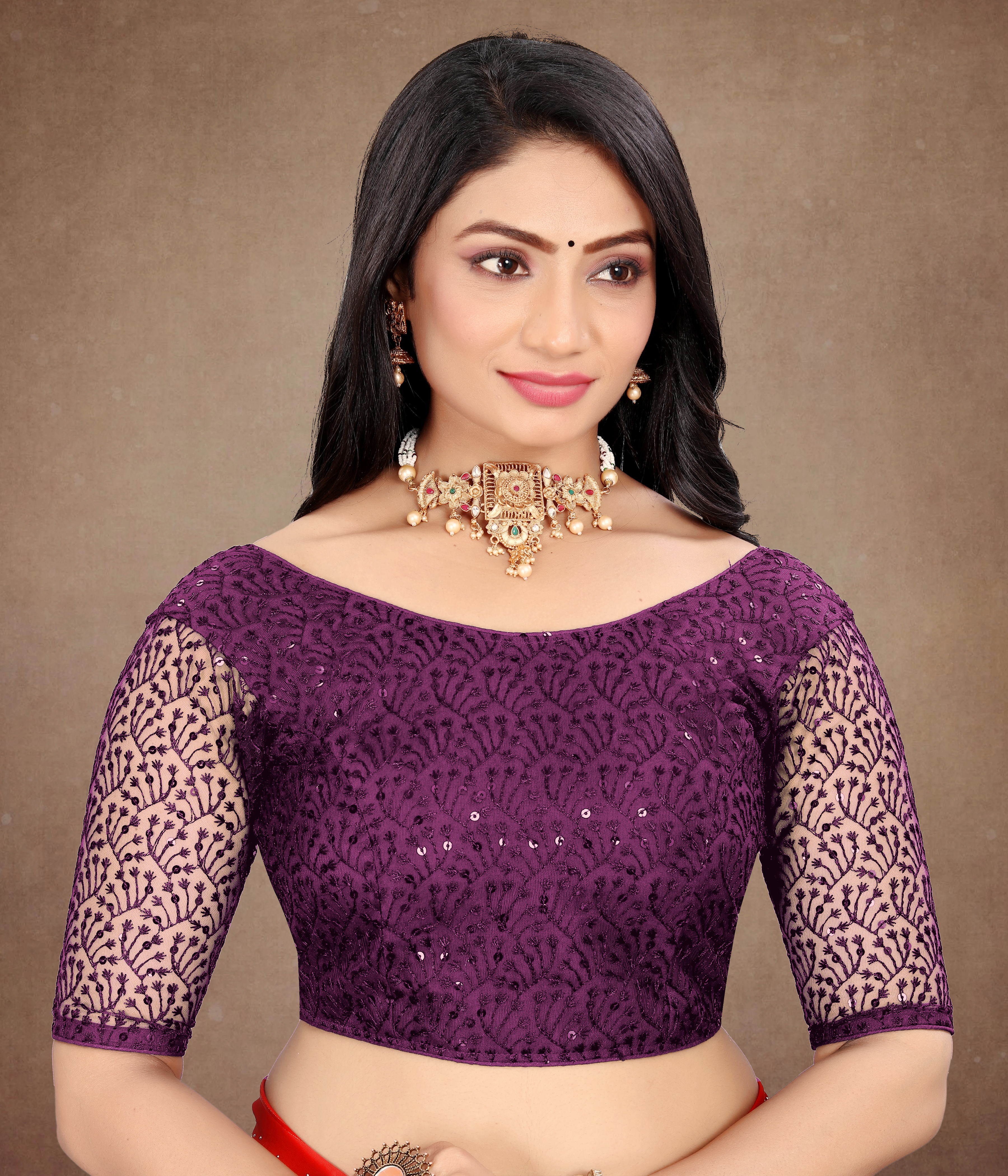 Modern Women Net Blouse with Fancy Back pattern and Embroidery and Sequenc Work, Readumade Blouse for women (Size from 30 to 38)