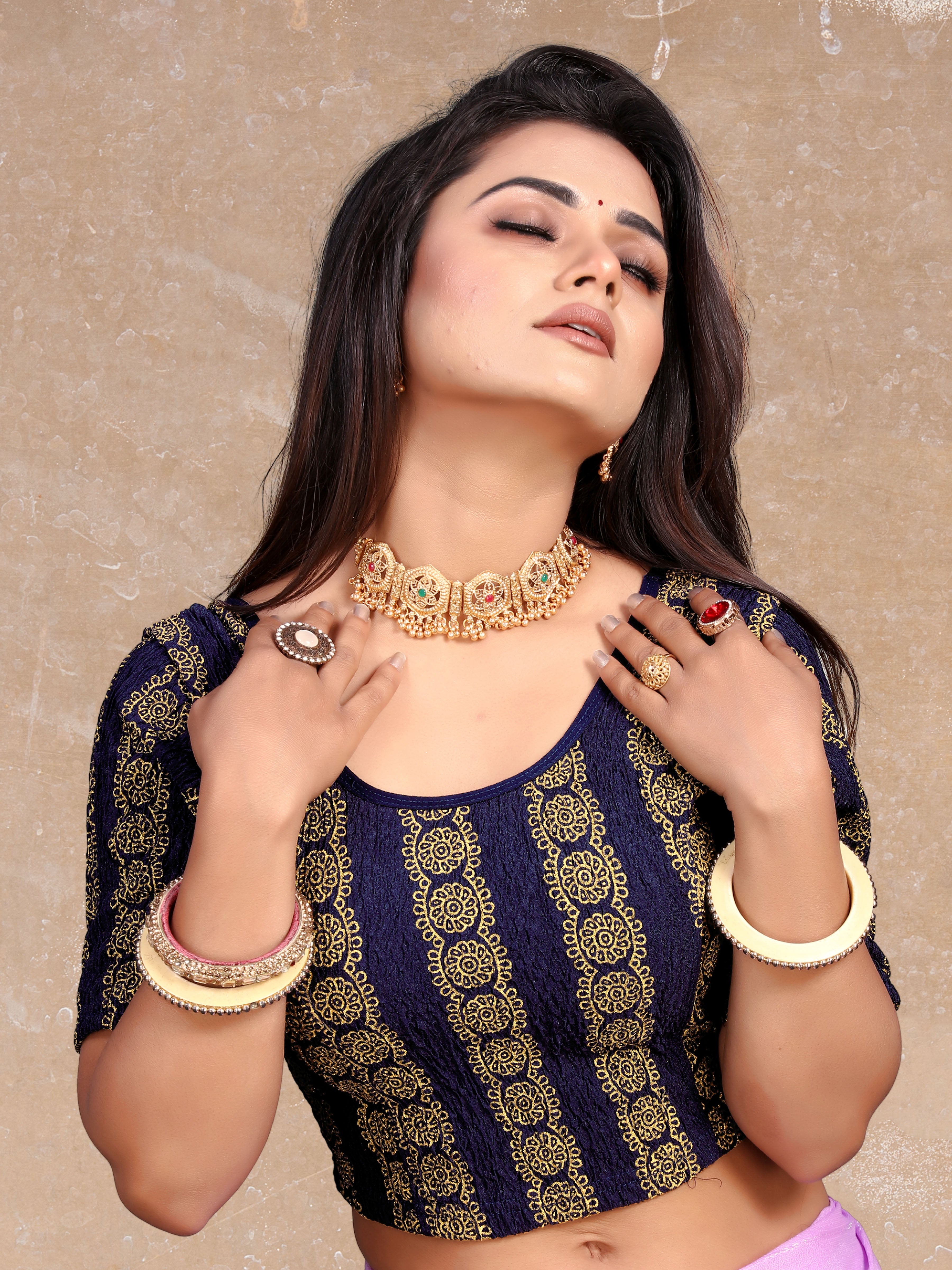 Latest Party Wear Readymade Stretchable Stitched Designer Blouse