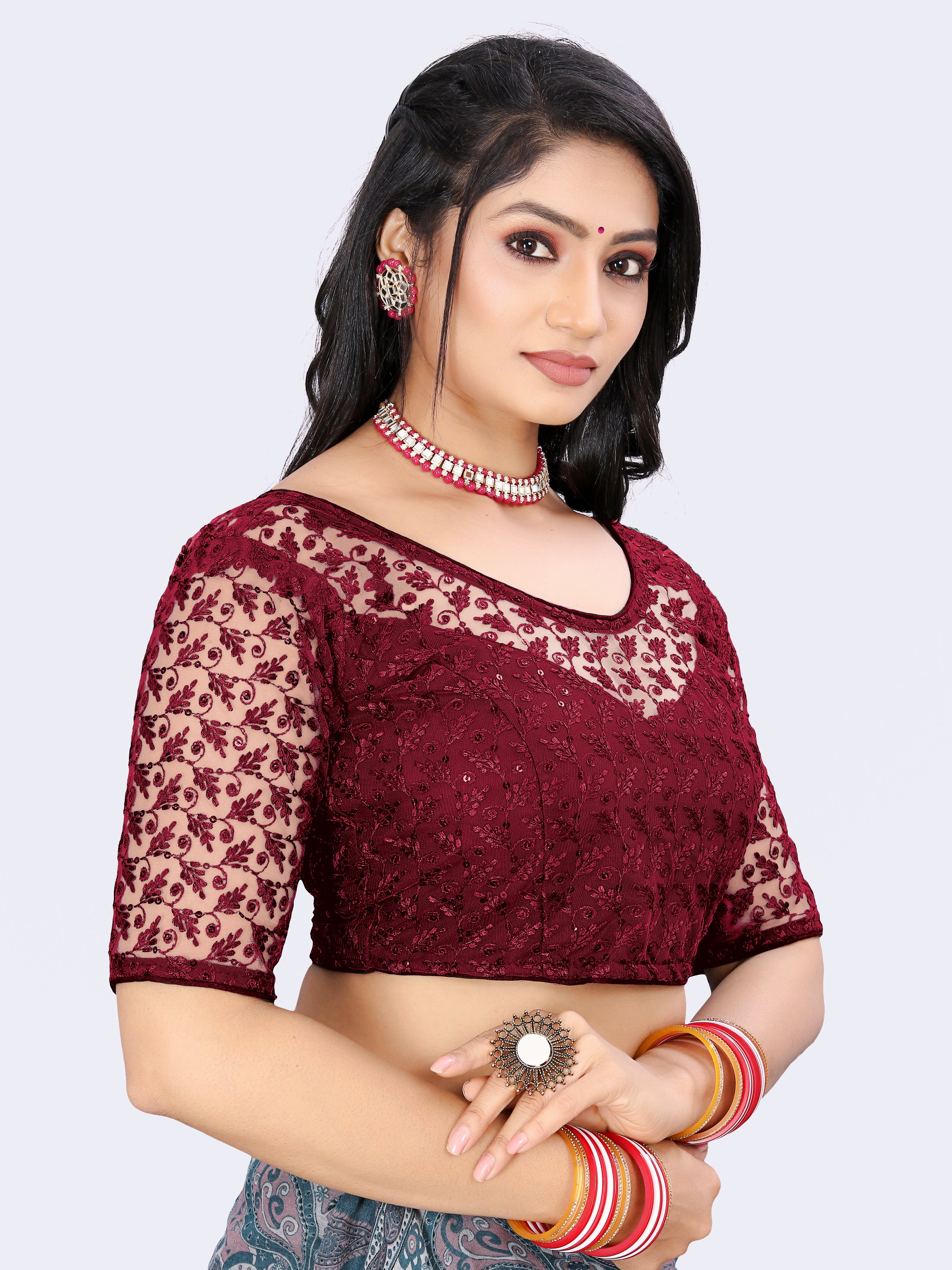 Readymade Net Stylist Blouse, Stylist Blouse, traditional wear, fancy blouse for women