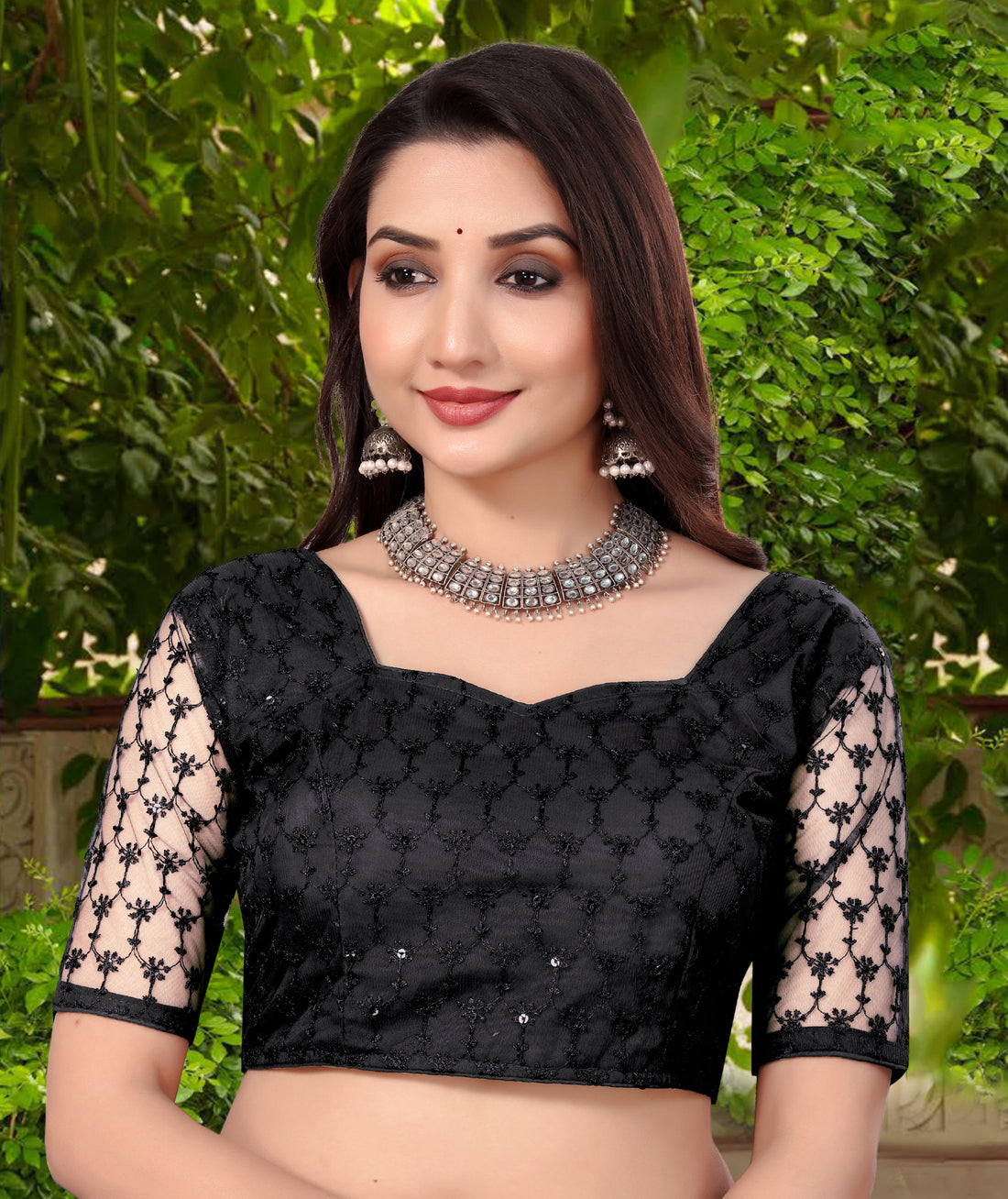 Modern Women Net Blouse with Fancy Back pattern and Embroidery and Sequenc Work, Readumade Blouse for women (Size from 30 to 38)