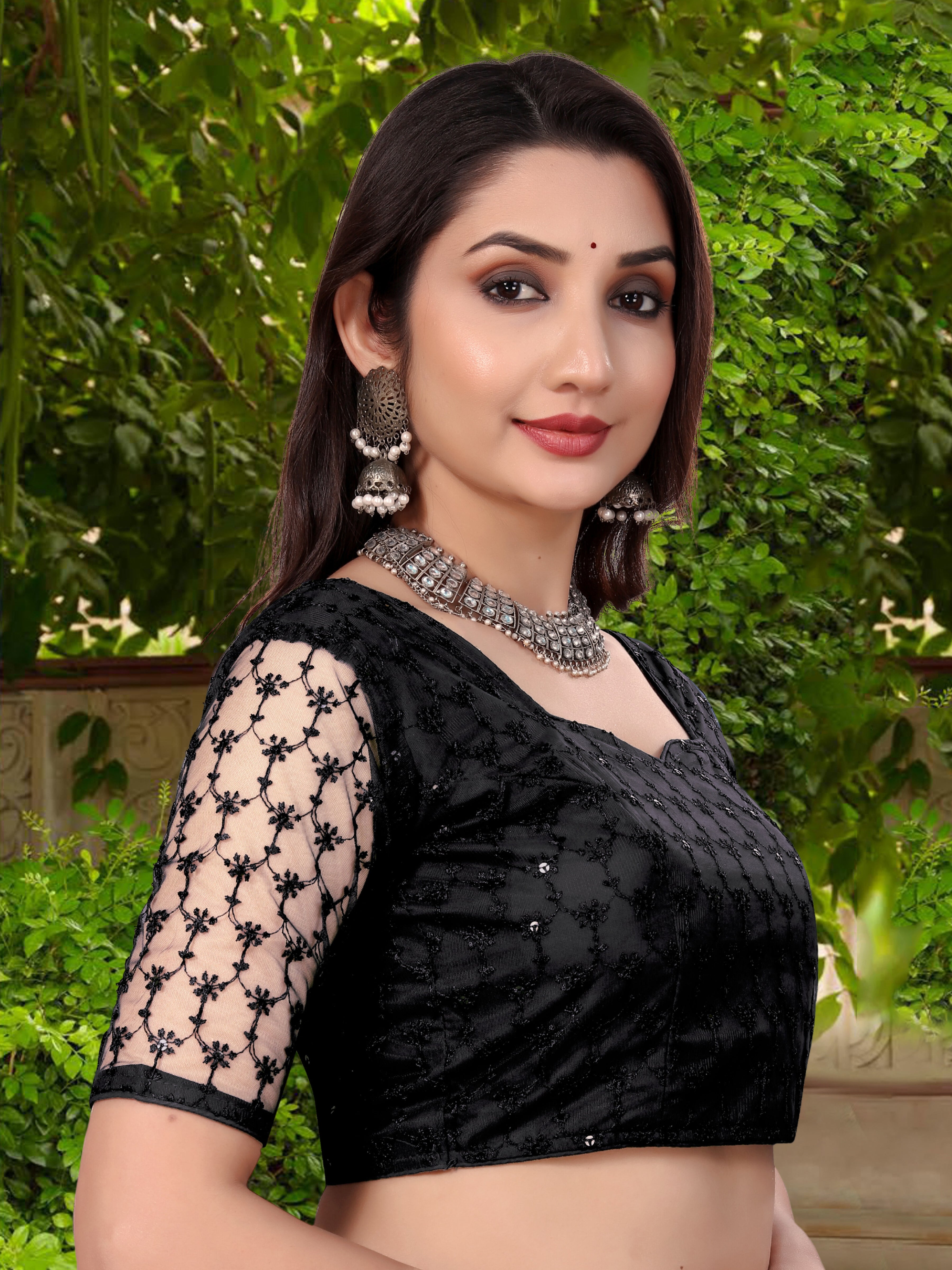 Modern Women Net Blouse with Fancy Back pattern and Embroidery and Sequenc Work, Readumade Blouse for women (Size from 30 to 38)