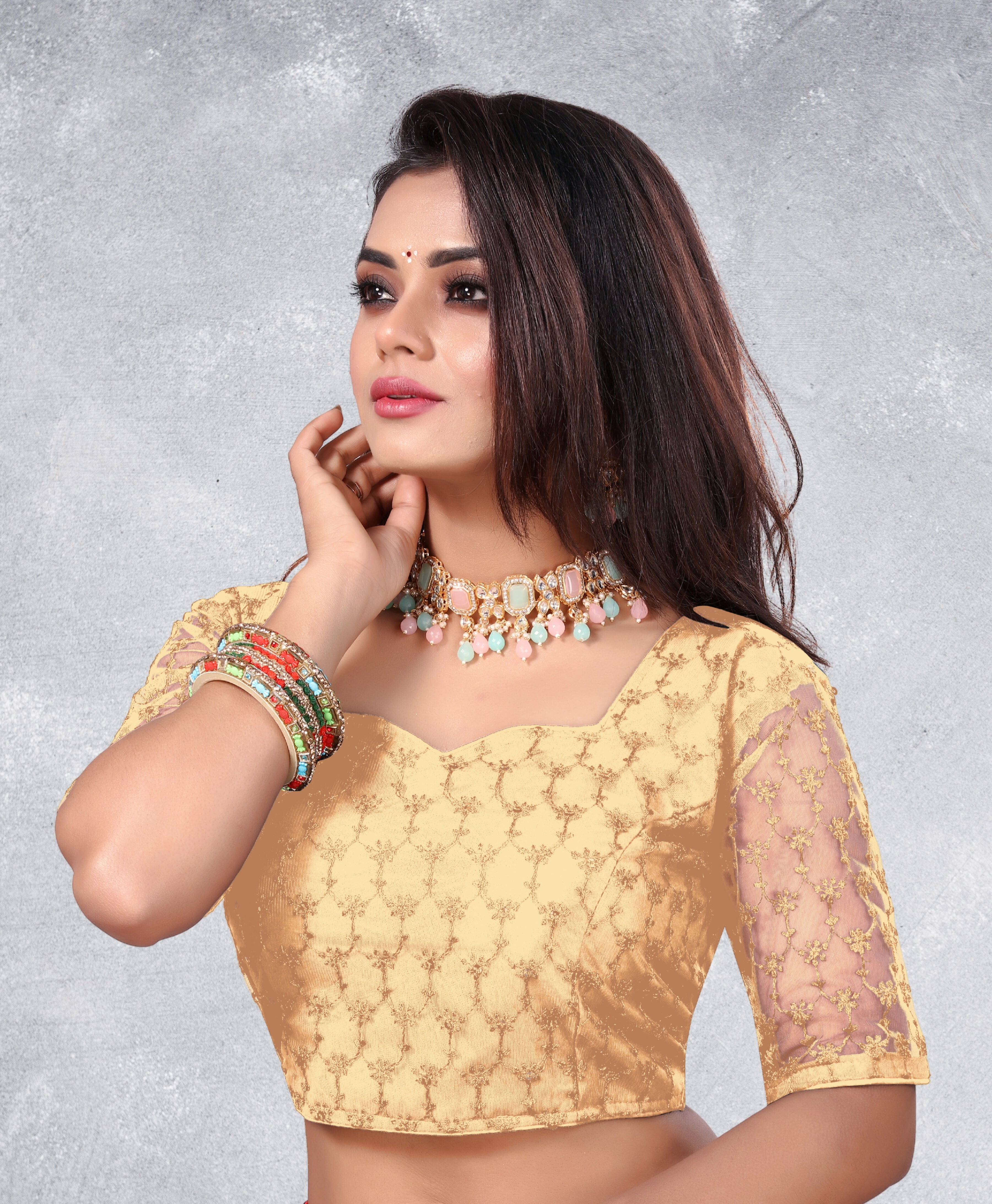 Transparent Back Latest Design Net Blouse Embroidery with Sequenc Work, Sylist Net Blouse For women, full stitched blouse