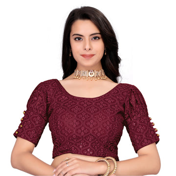 Full Stitched Georgette Blouse with Embroidery And Sequence Work Ready Made Georgette Blouse For Women, Stylist Fancy Sleeve Blouse