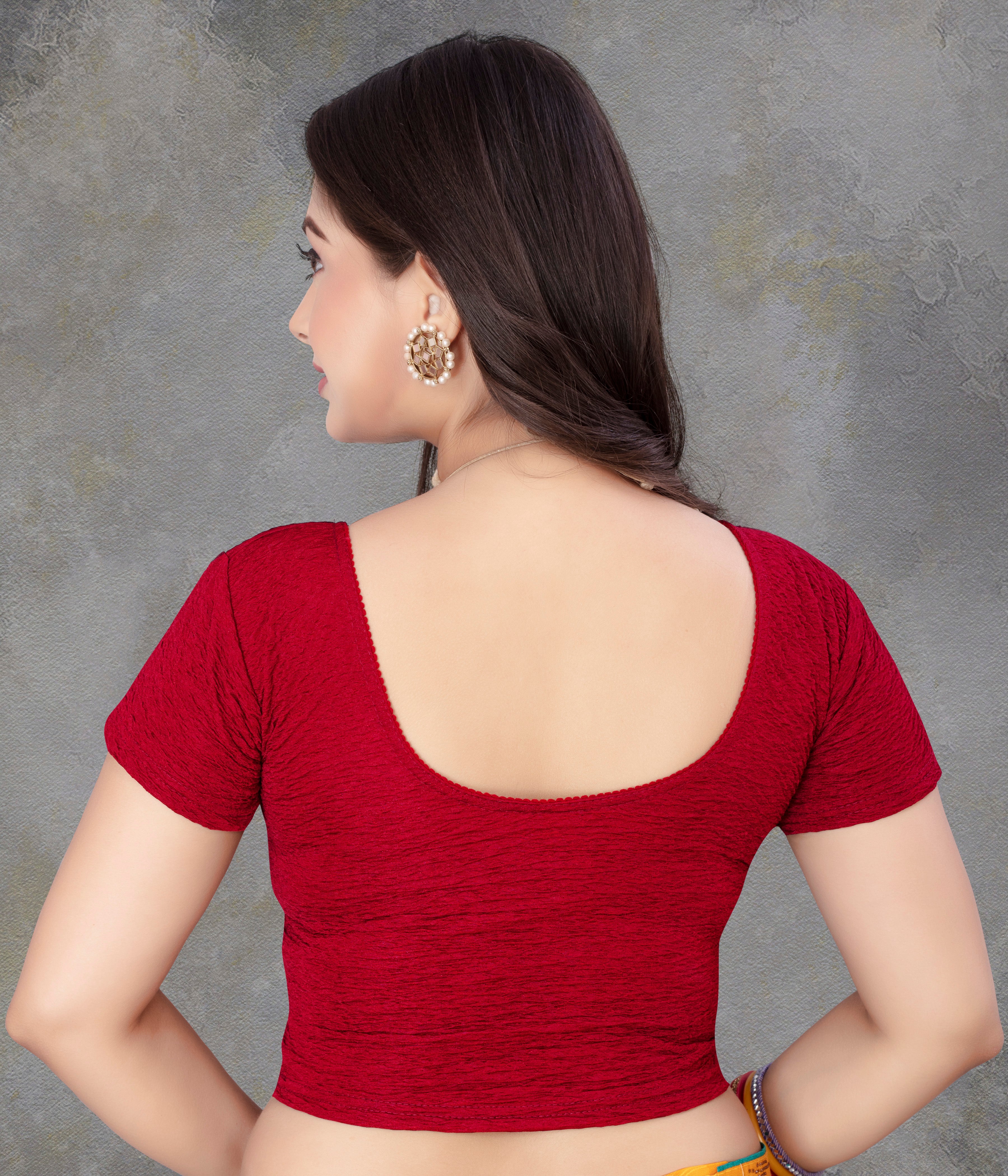 Casual Round Neck Short Sleeves Solid Lycra Blouse for Women, Fancy and Trendy blouse for girls and women