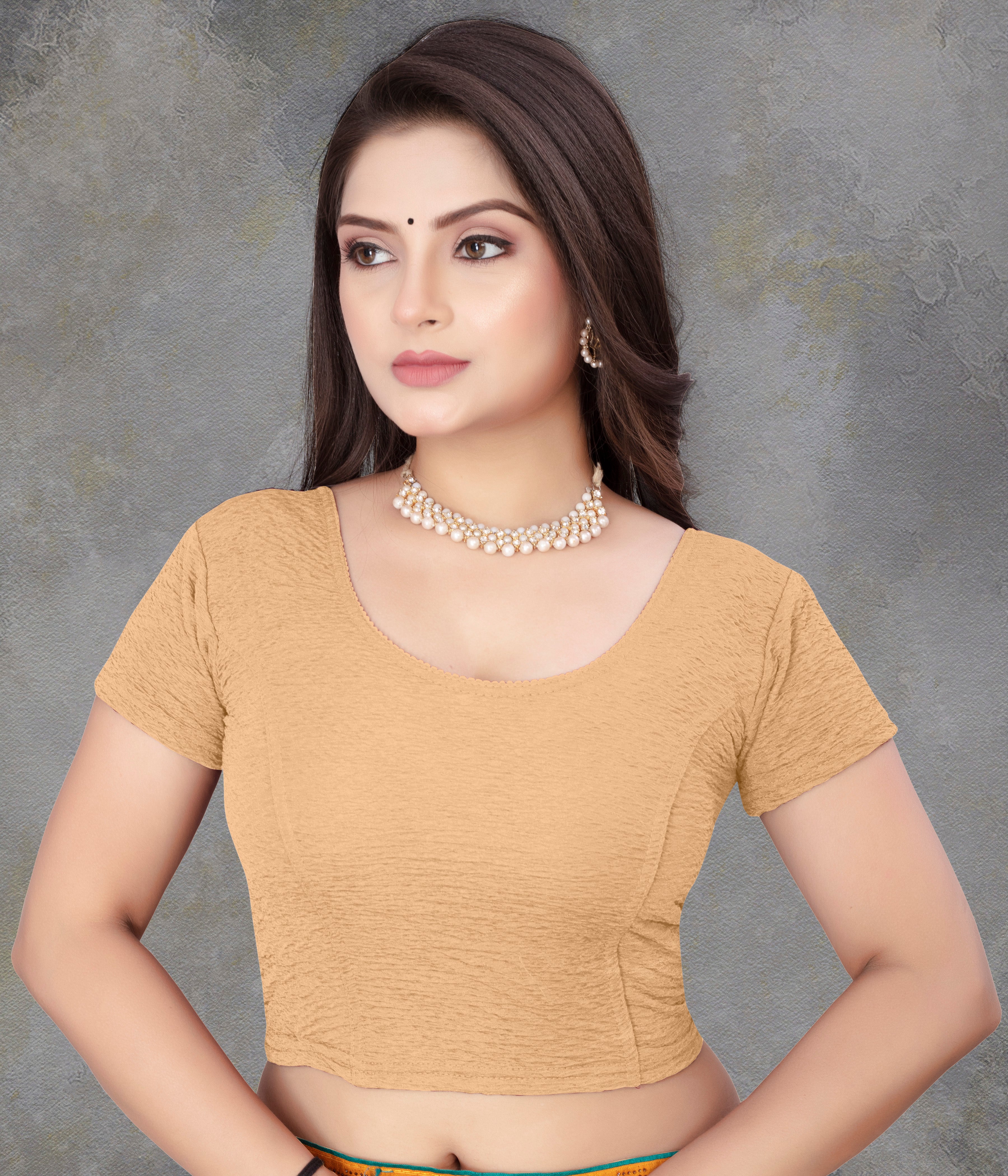 Latest Foli  printed Stretchable lycra blouse for women